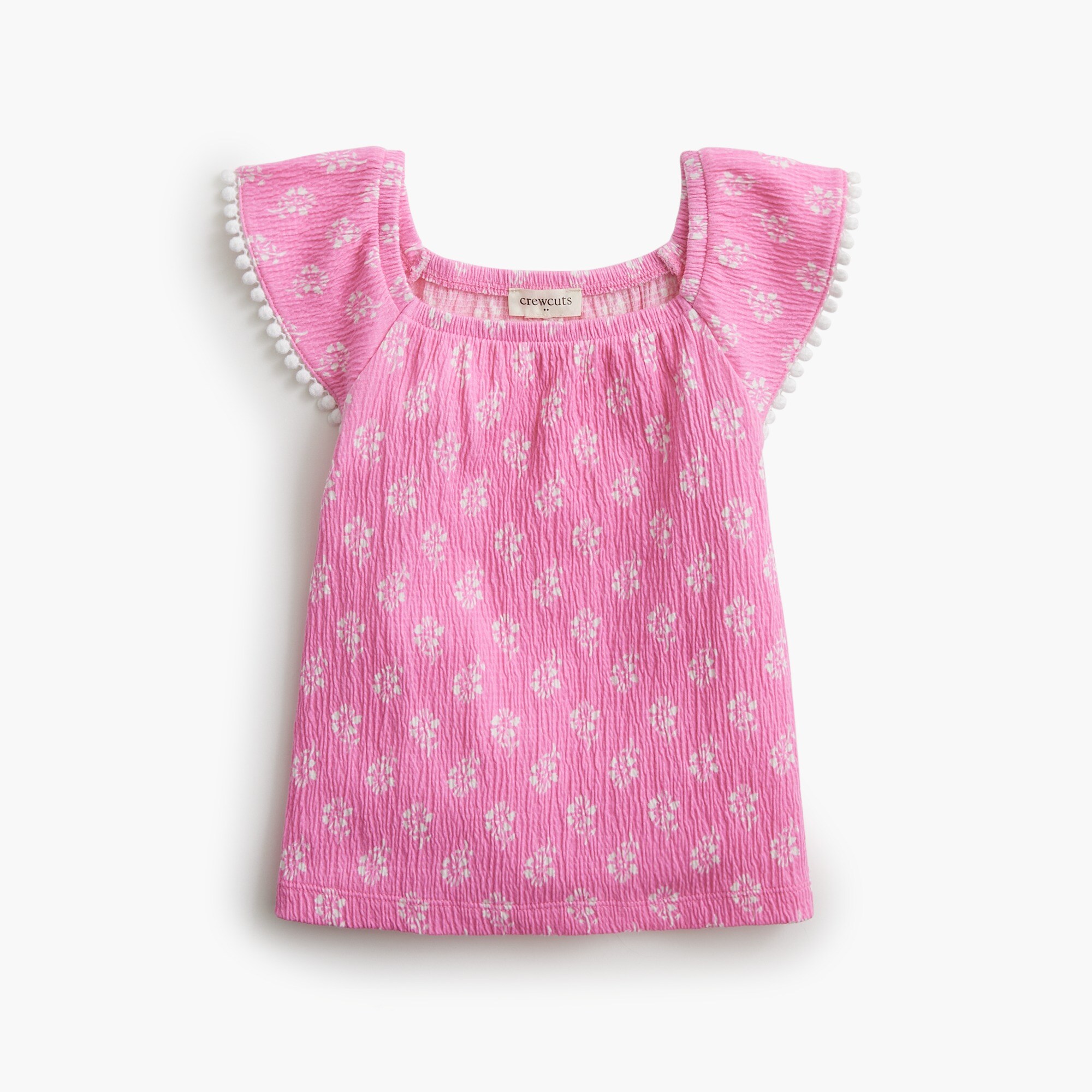 Girls' block-print flutter-sleeve tank top