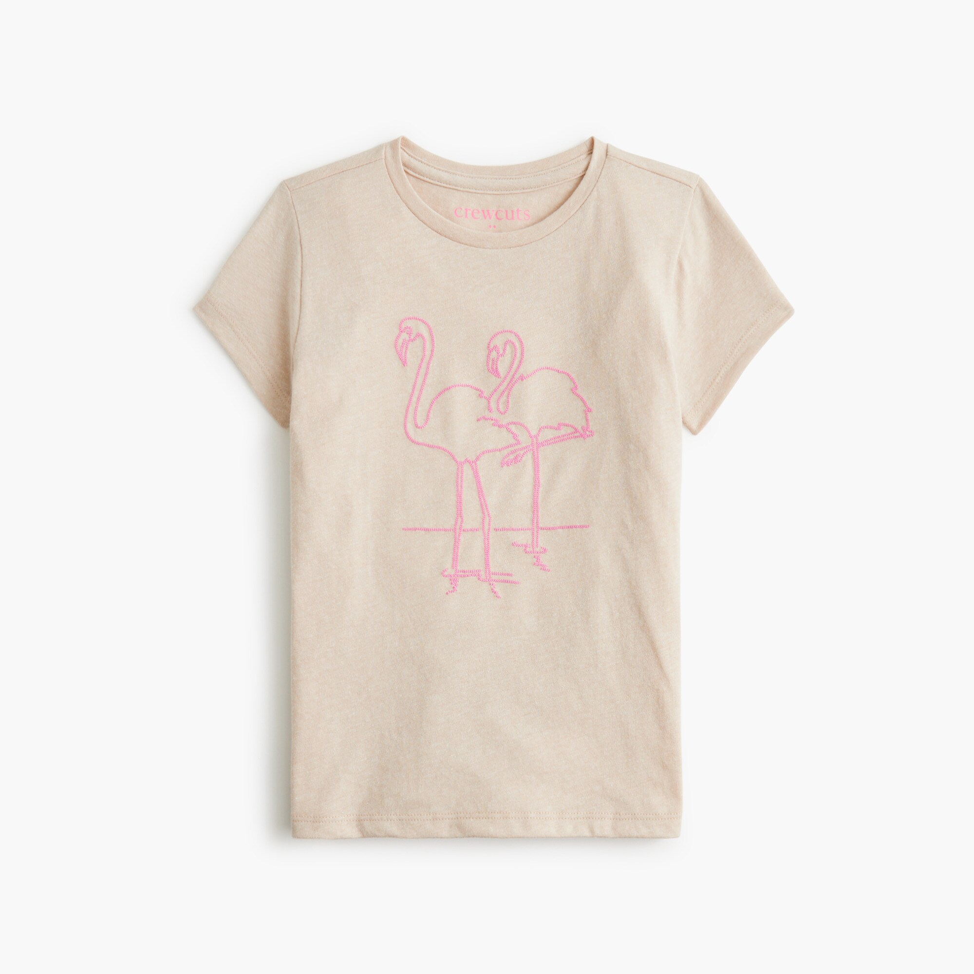 Girls' embroidered flamingos graphic tee