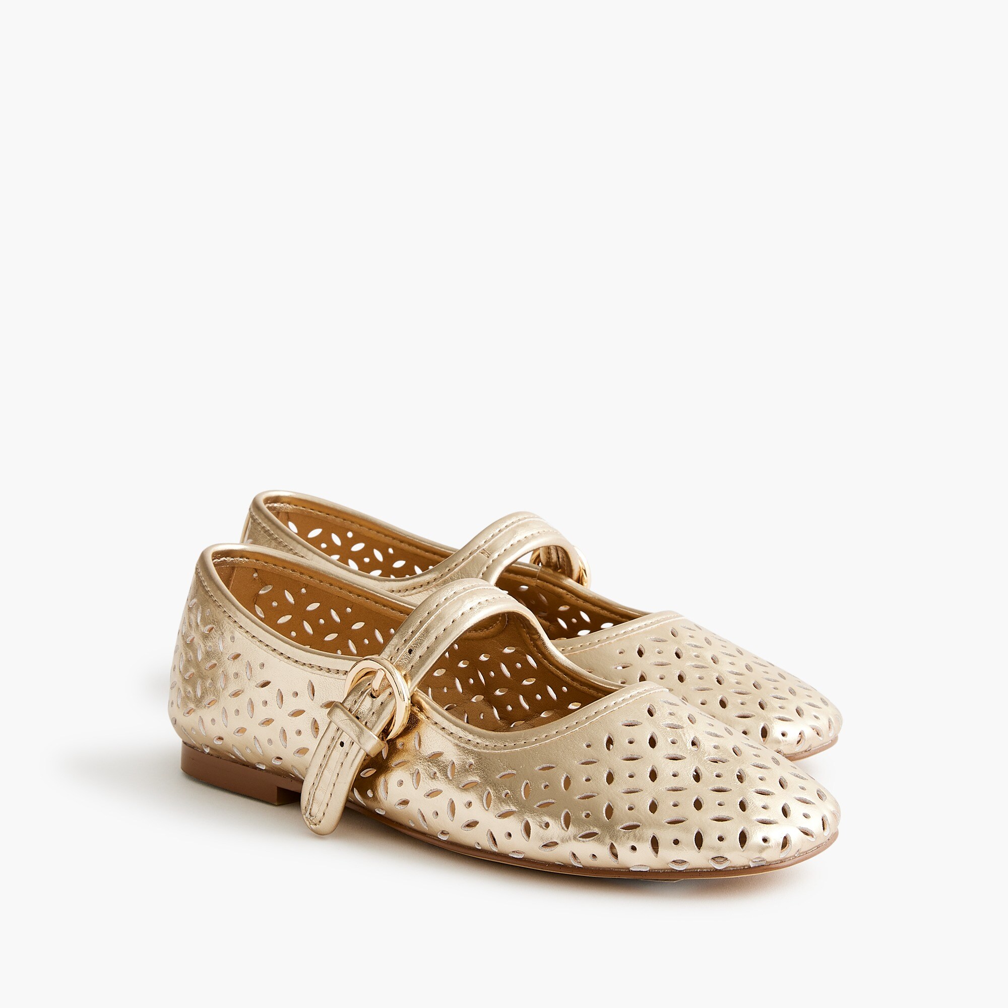 girls' perforated metallic mary janes for girls