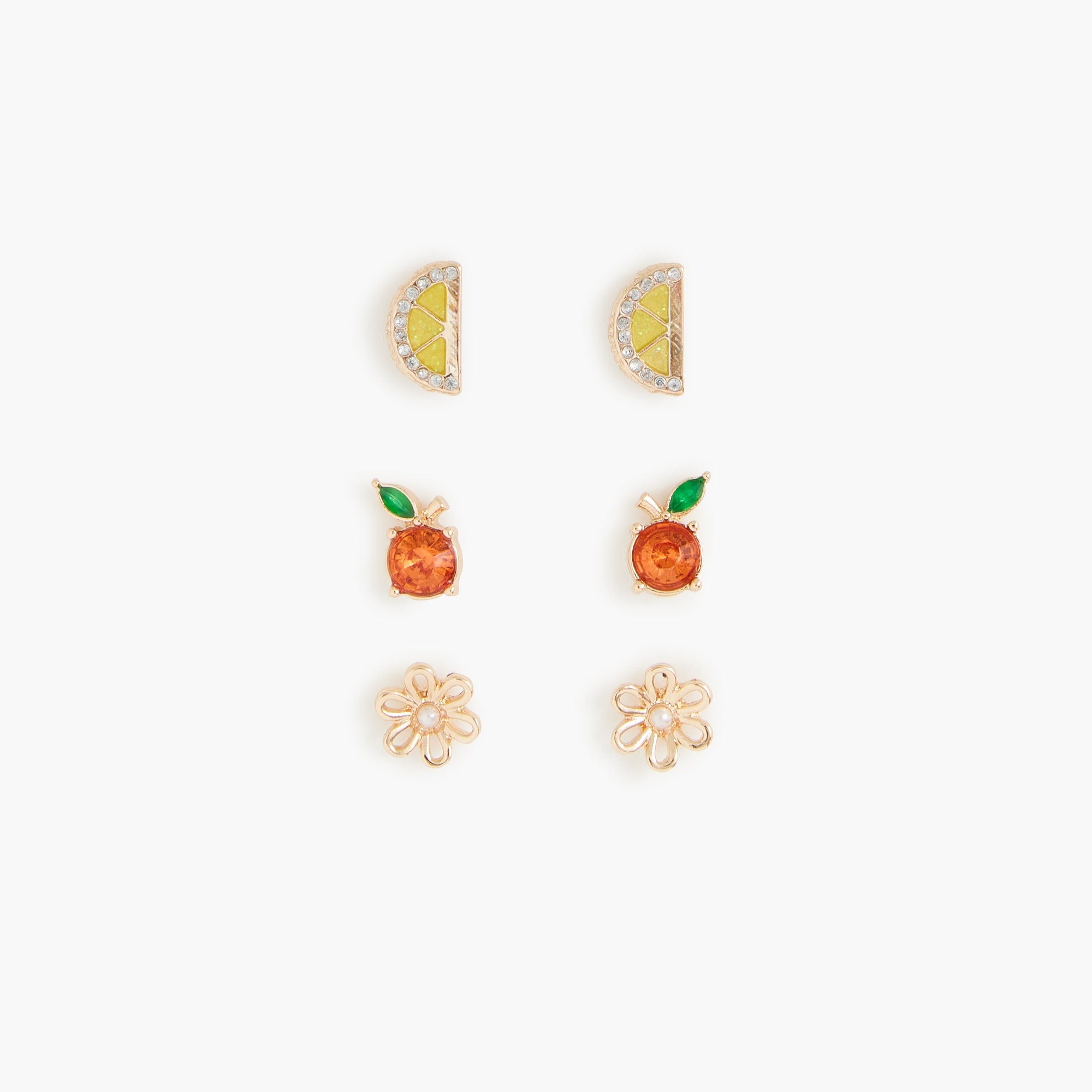 girls Girls' citrus stud earrings pack-of-three