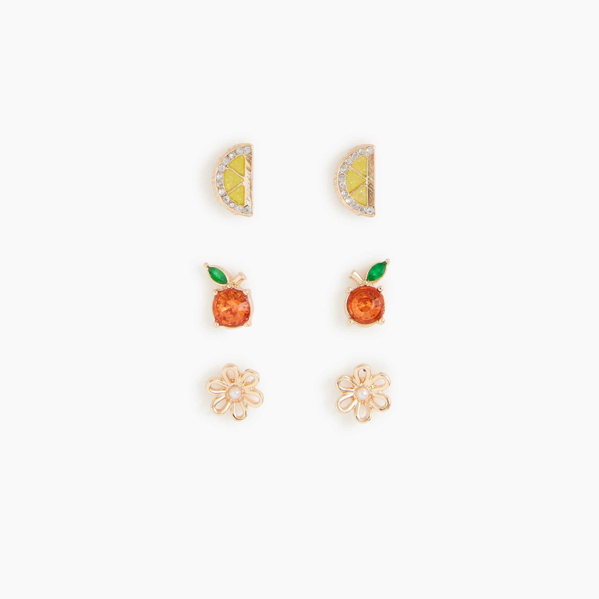 Girls' citrus stud earrings pack-of-three
