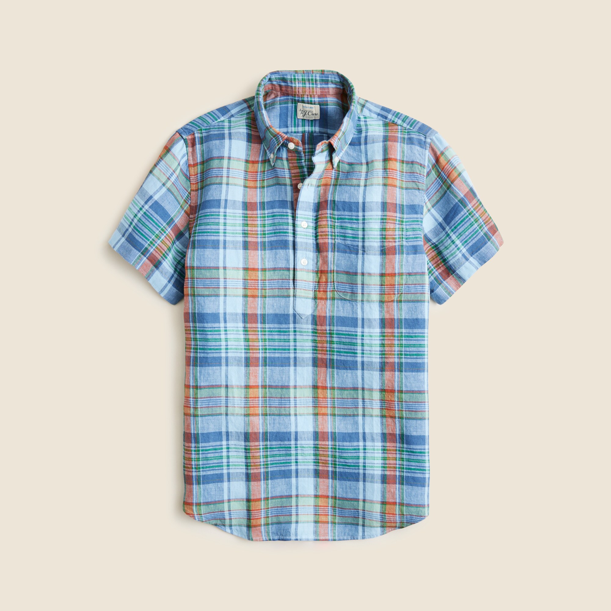 Short-sleeve Baird McNutt Irish Linen Popover Shirt For Men | J.Crew