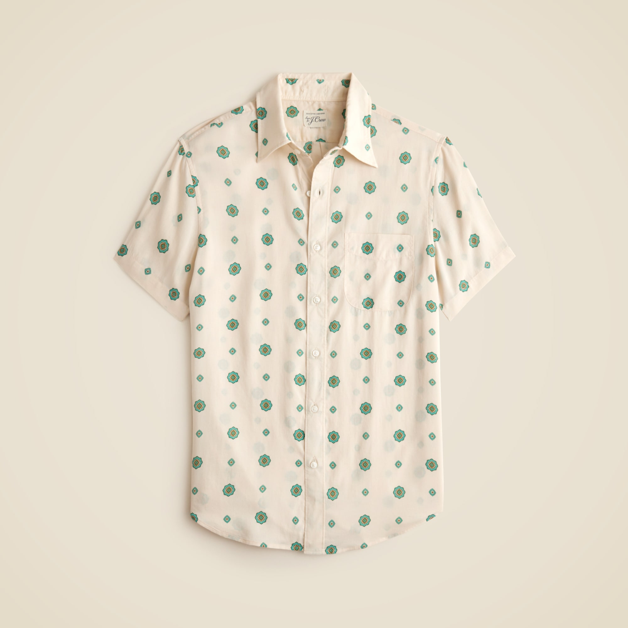  Short-sleeve TENCEL&trade; lyocell shirt with point collar