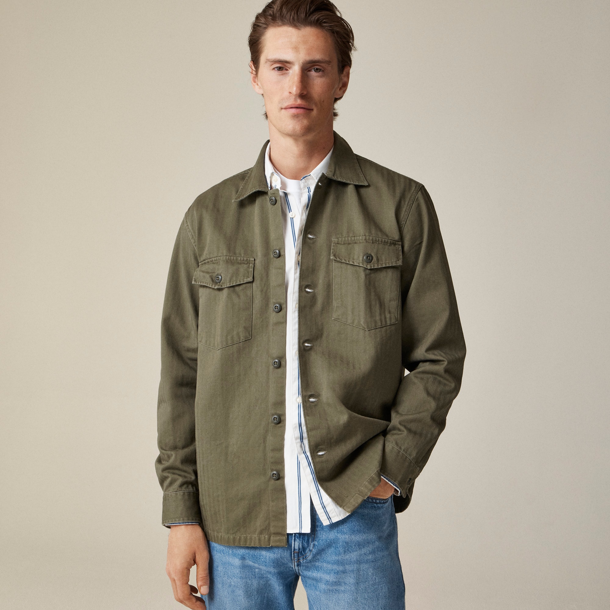 Wallace & Barnes Cotton Herringbone Workshirt For Men | J.Crew