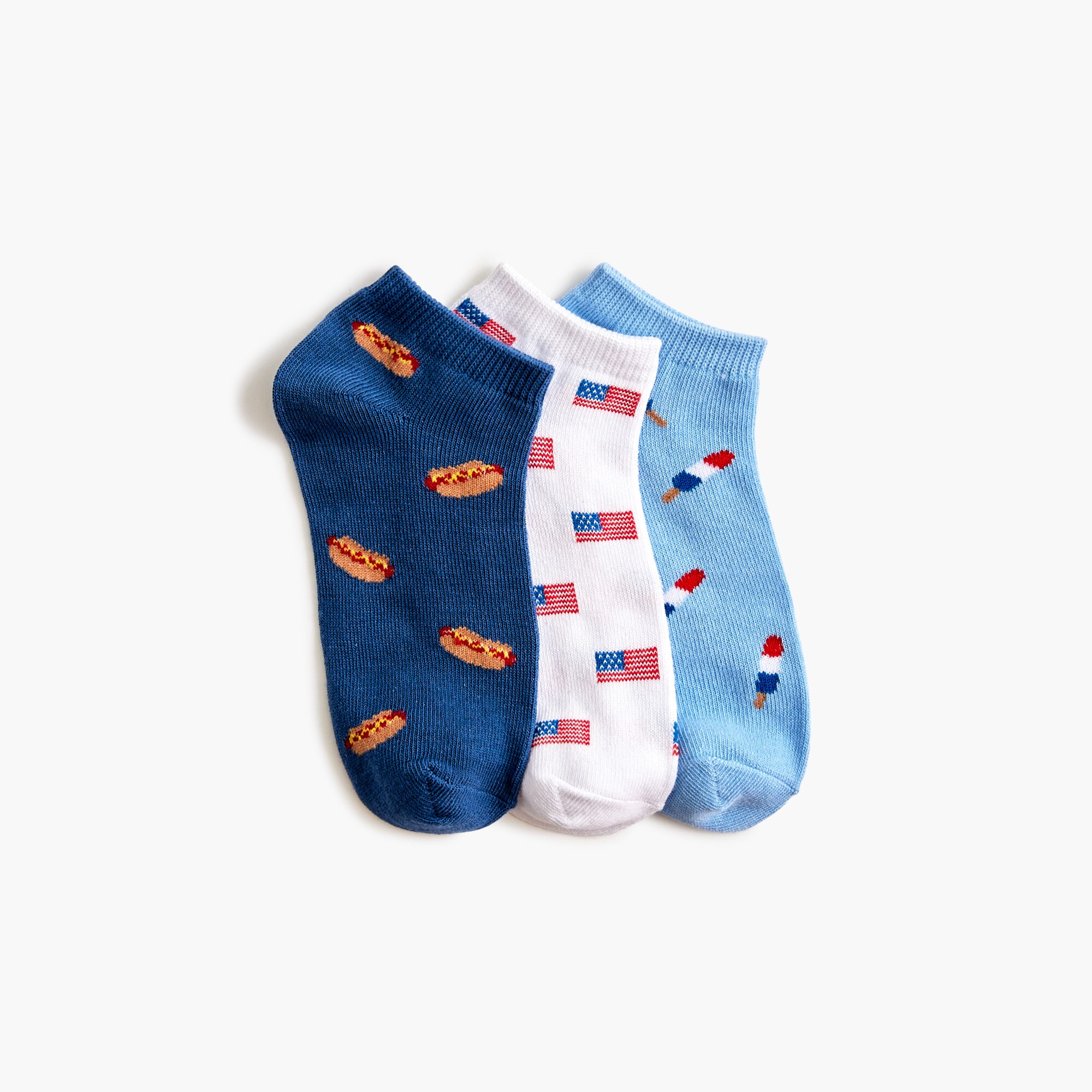 boys' flag and hot dog socks three-pack for boys