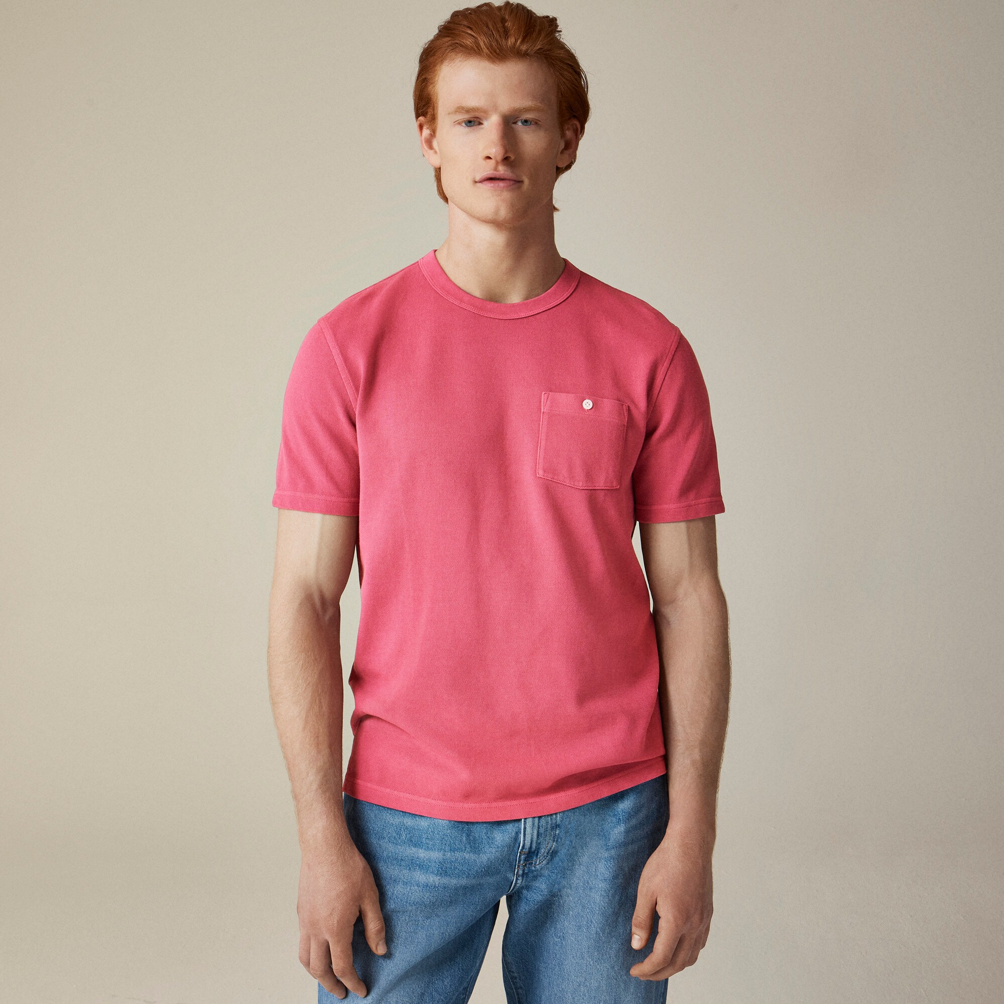  Washed piqu&eacute; pocket T-shirt