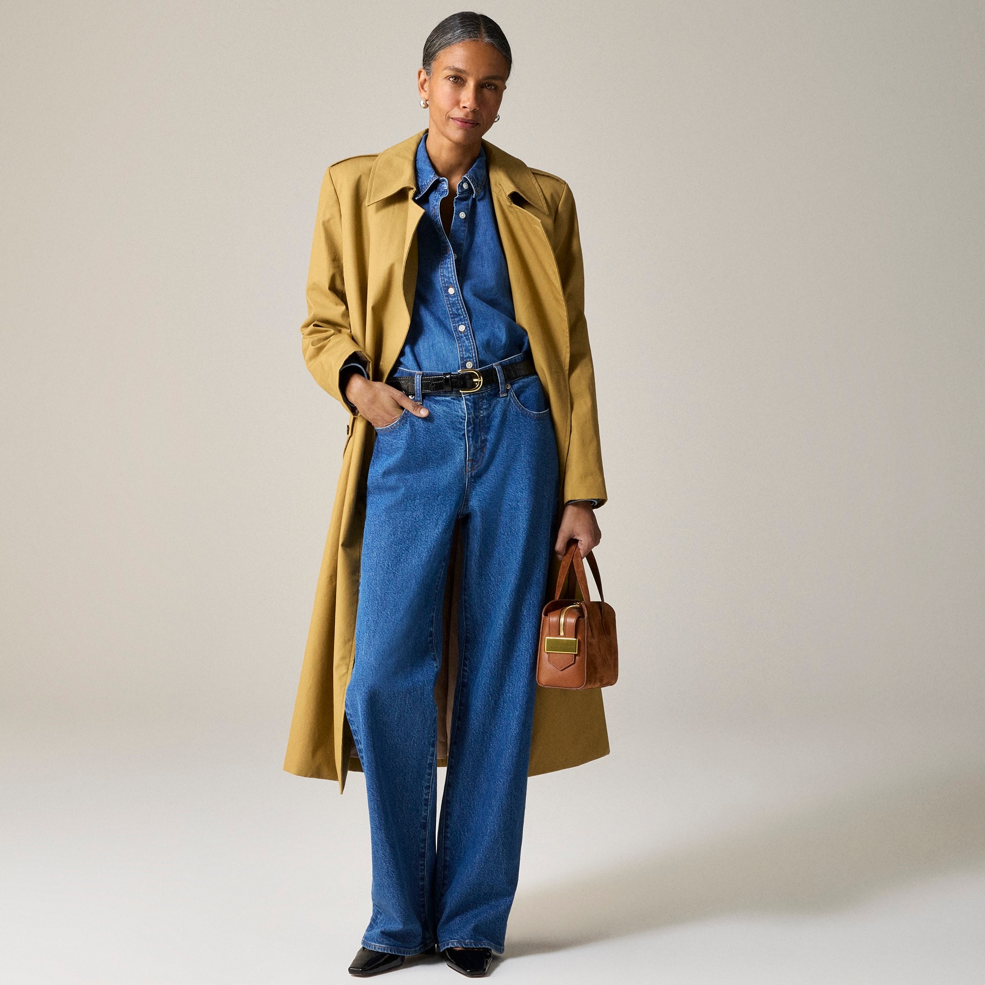 Étienne cropped button-up shirt in chambray