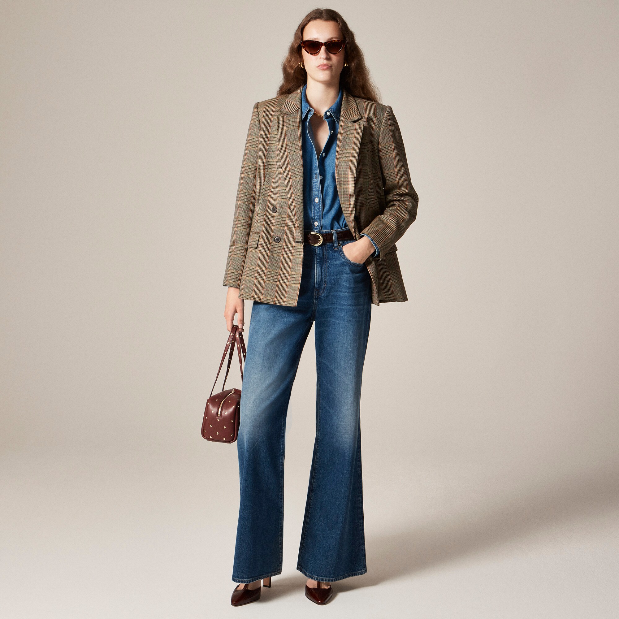 Étienne cropped button-up shirt in chambray