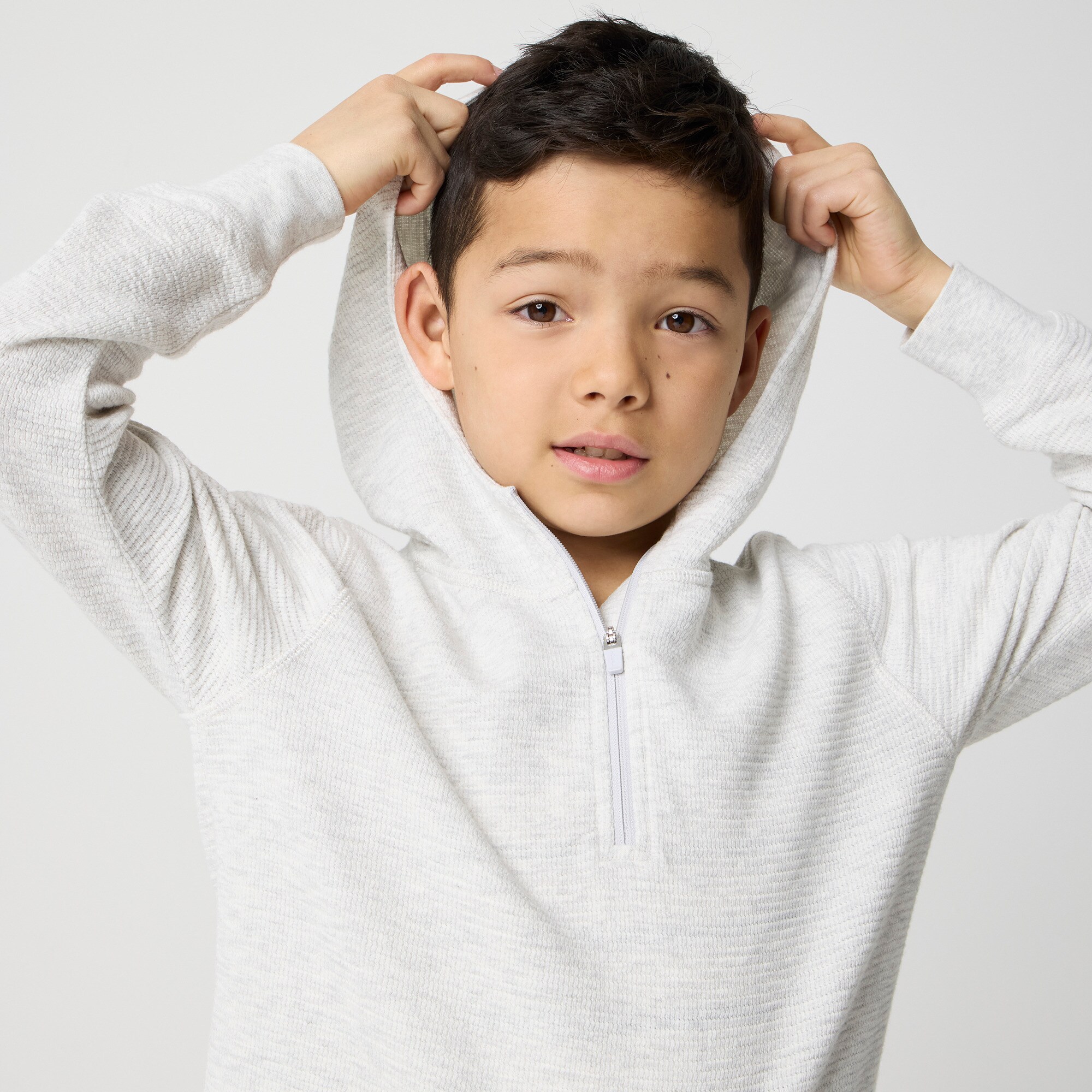 Boys' waffle-knit half-zip hoodie