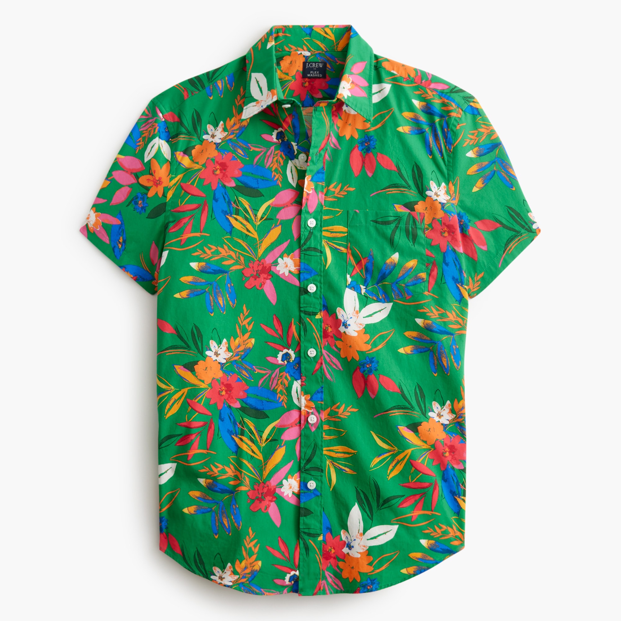 Short-sleeve printed flex casual shirt