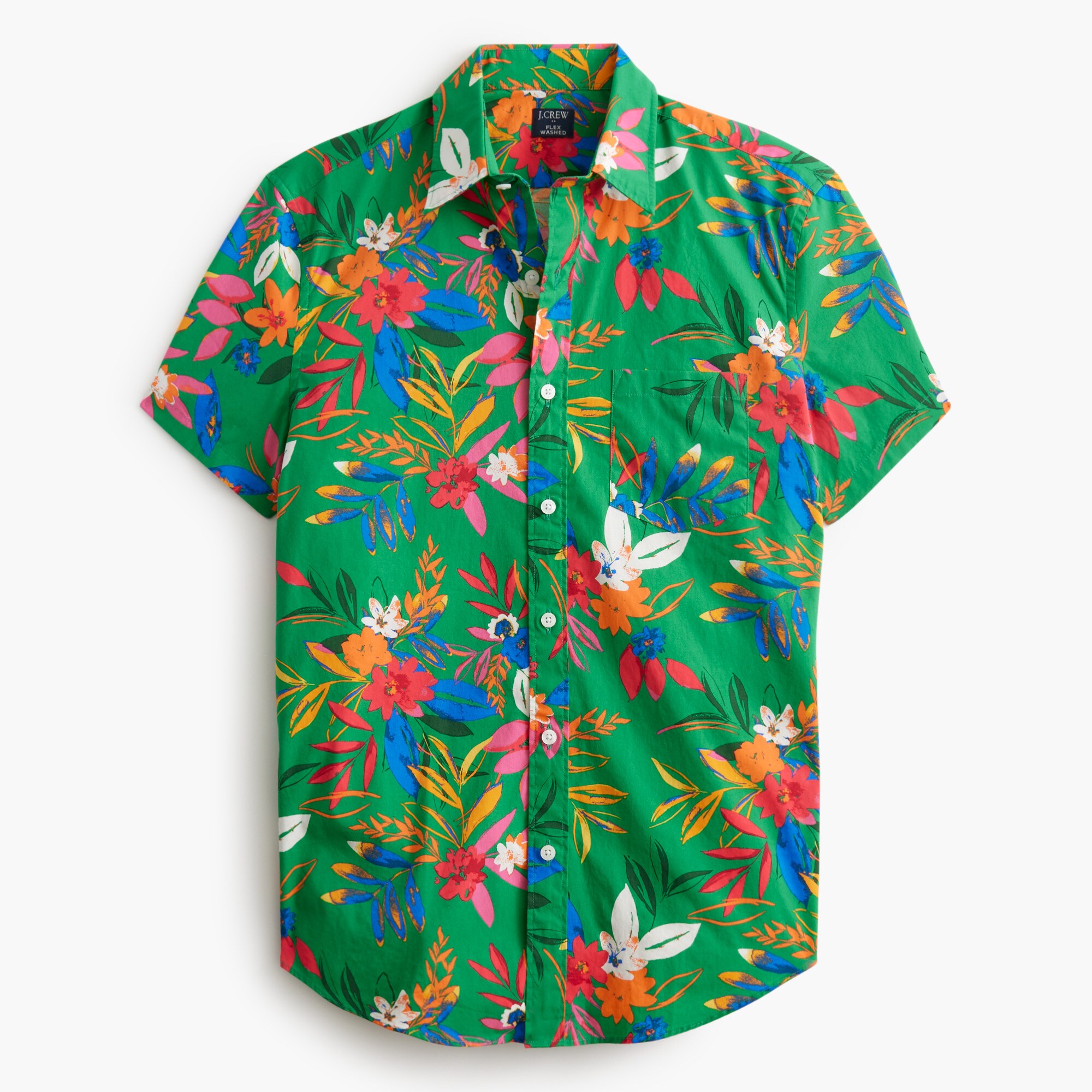 Short-sleeve printed flex casual shirt