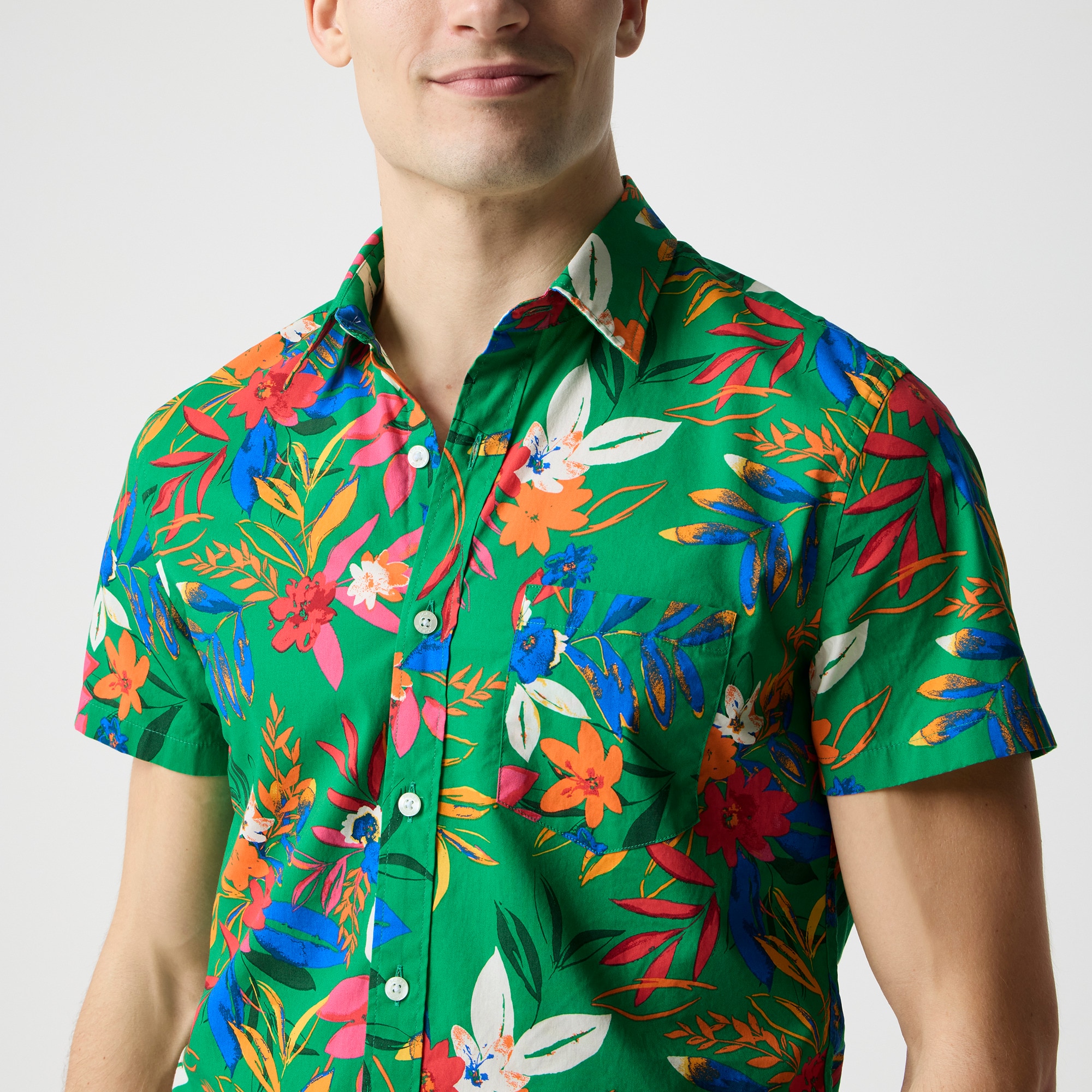 Short-sleeve printed flex casual shirt