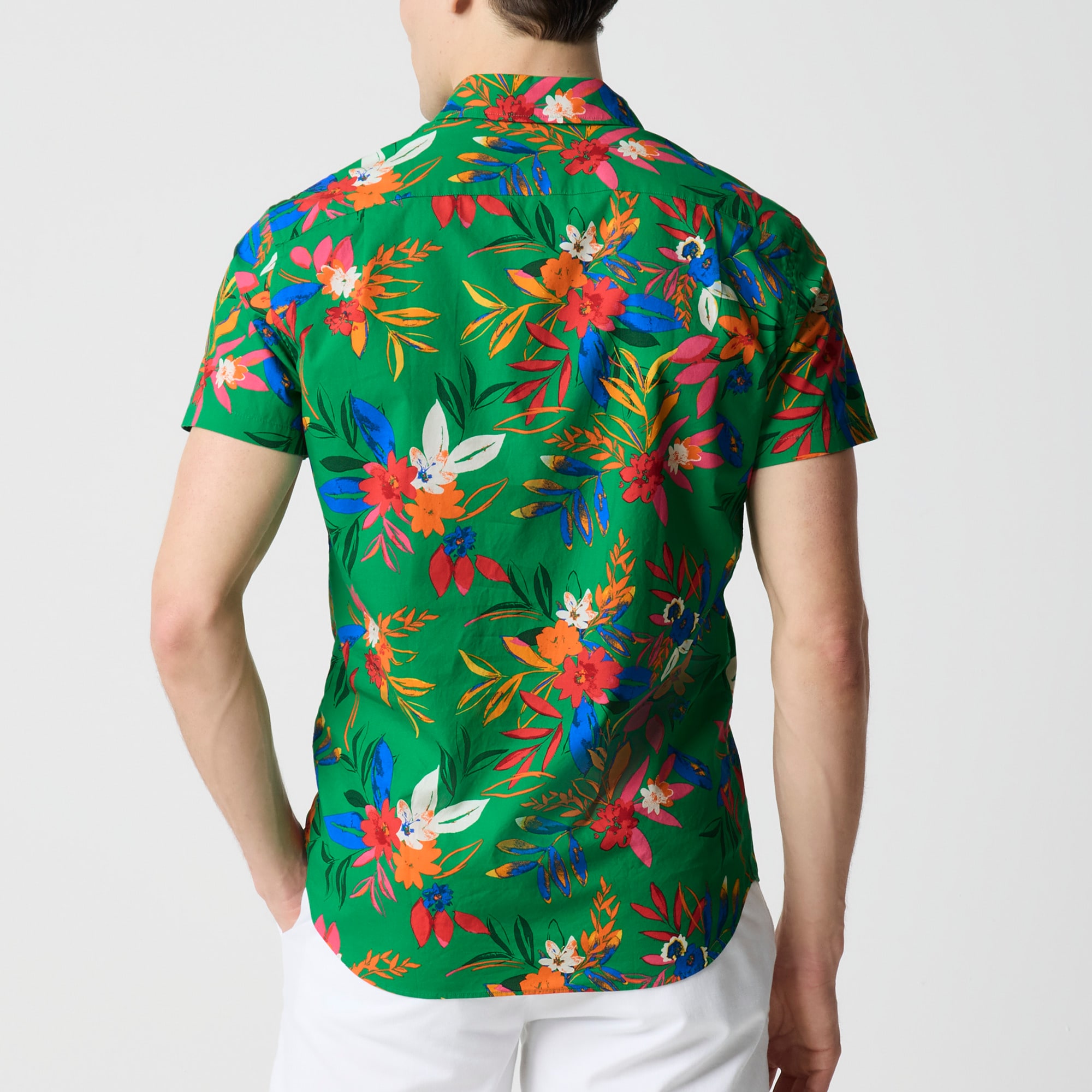 Short-sleeve printed flex casual shirt