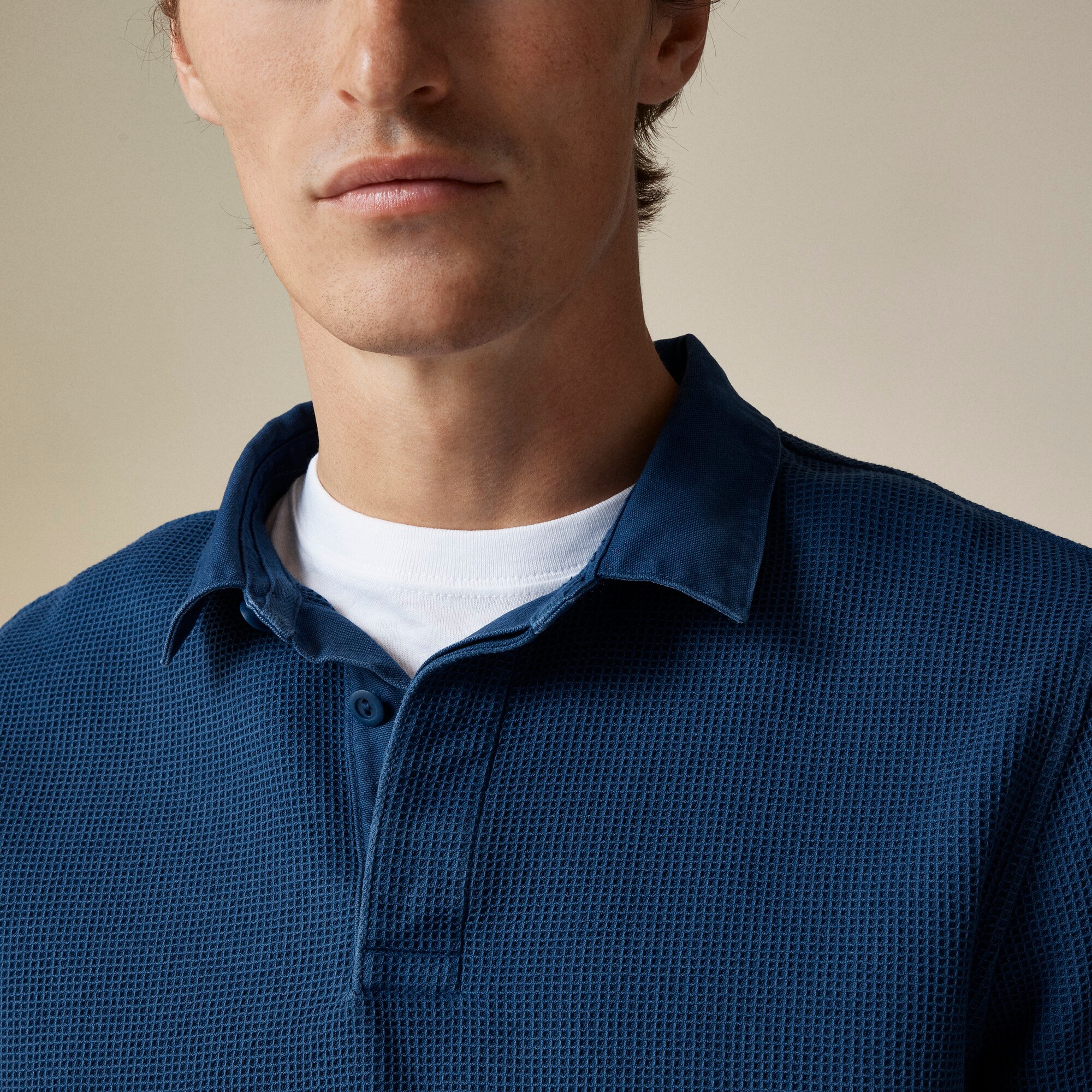 Waffle-knit rugby shirt