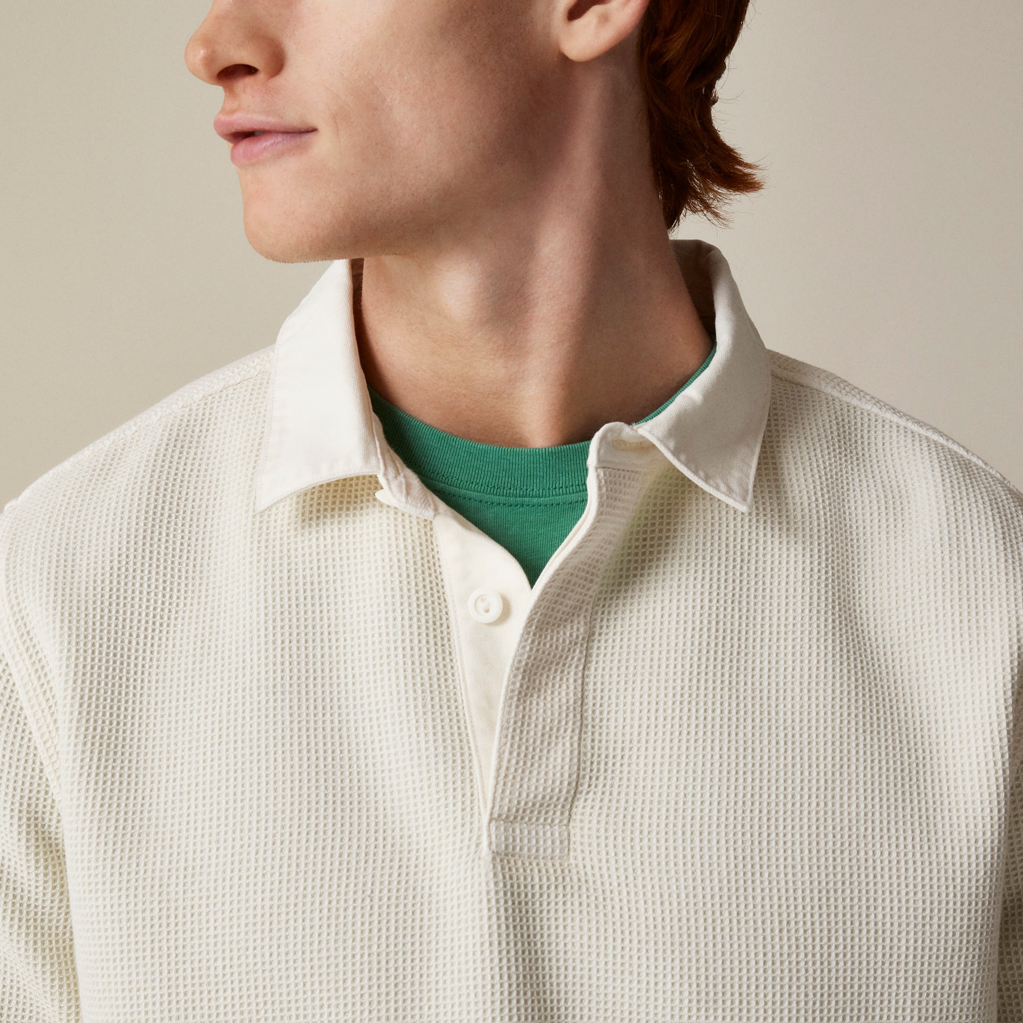 Waffle-knit rugby shirt