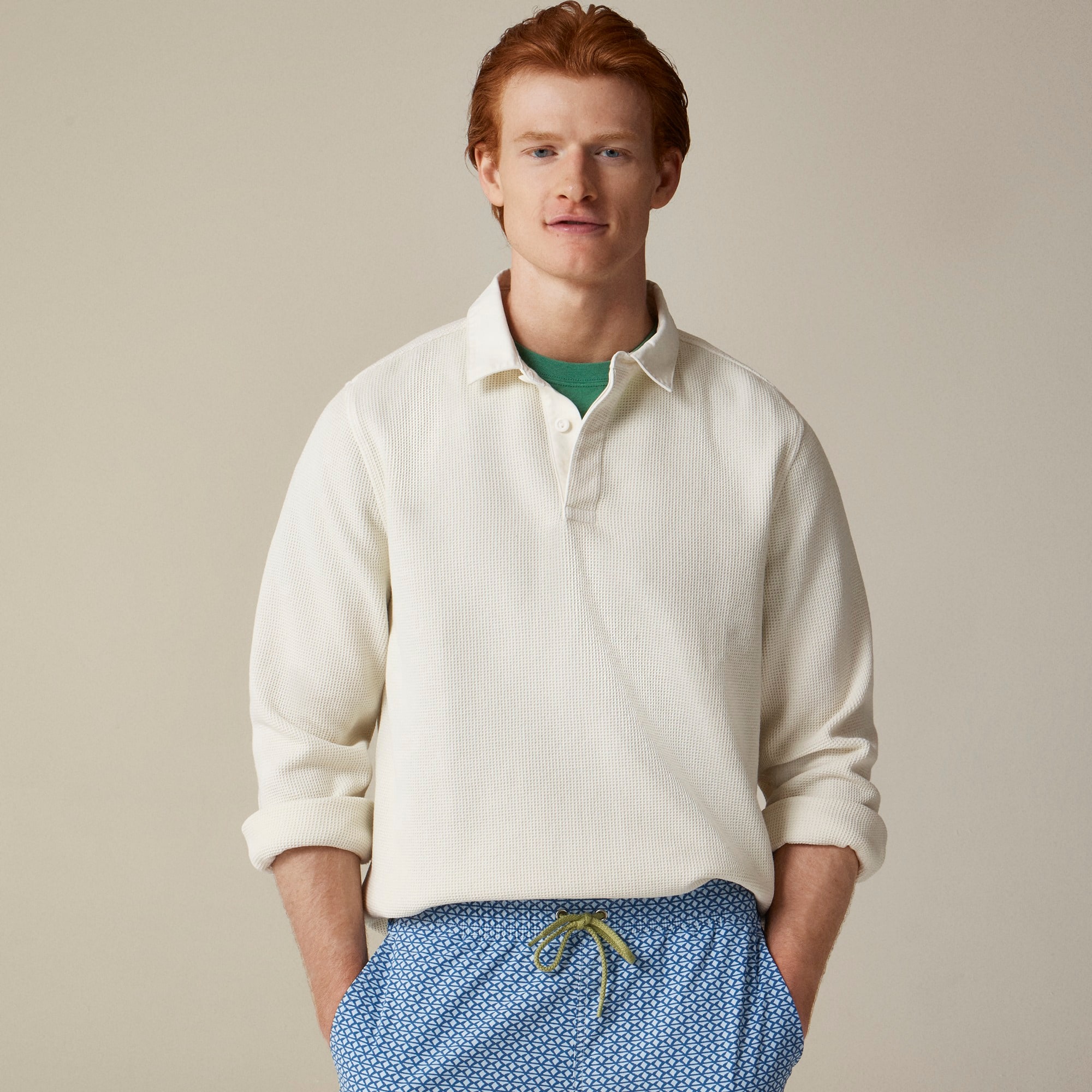 mens Waffle-knit rugby shirt