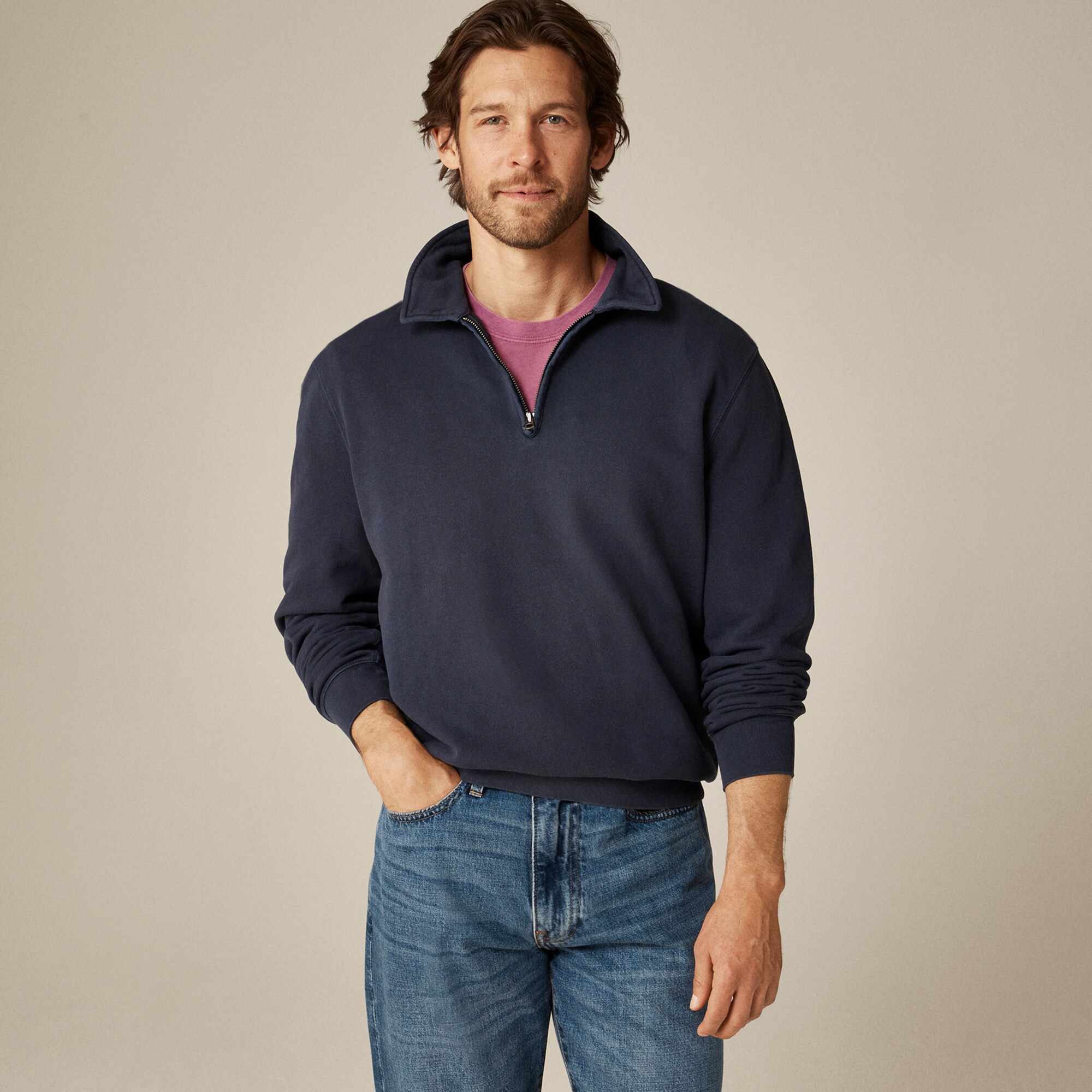 Lightweight French Terry Half-zip Sweatshirt For Men | J.Crew