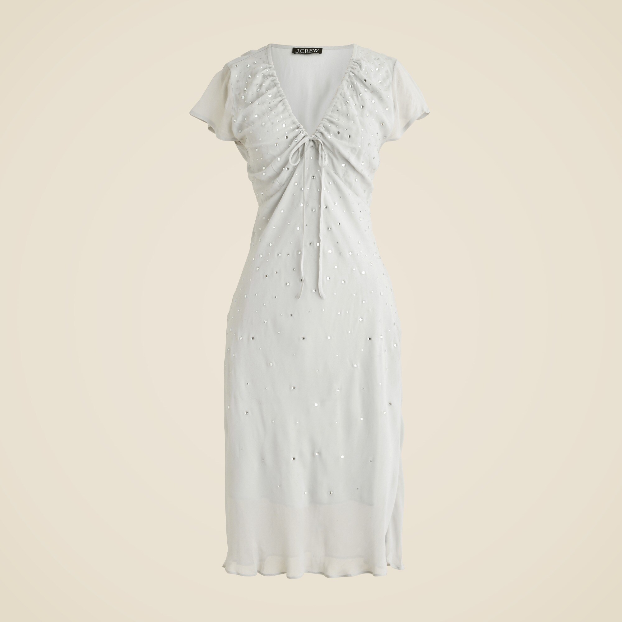 Collection embellished short-sleeve slip dress in chiffon