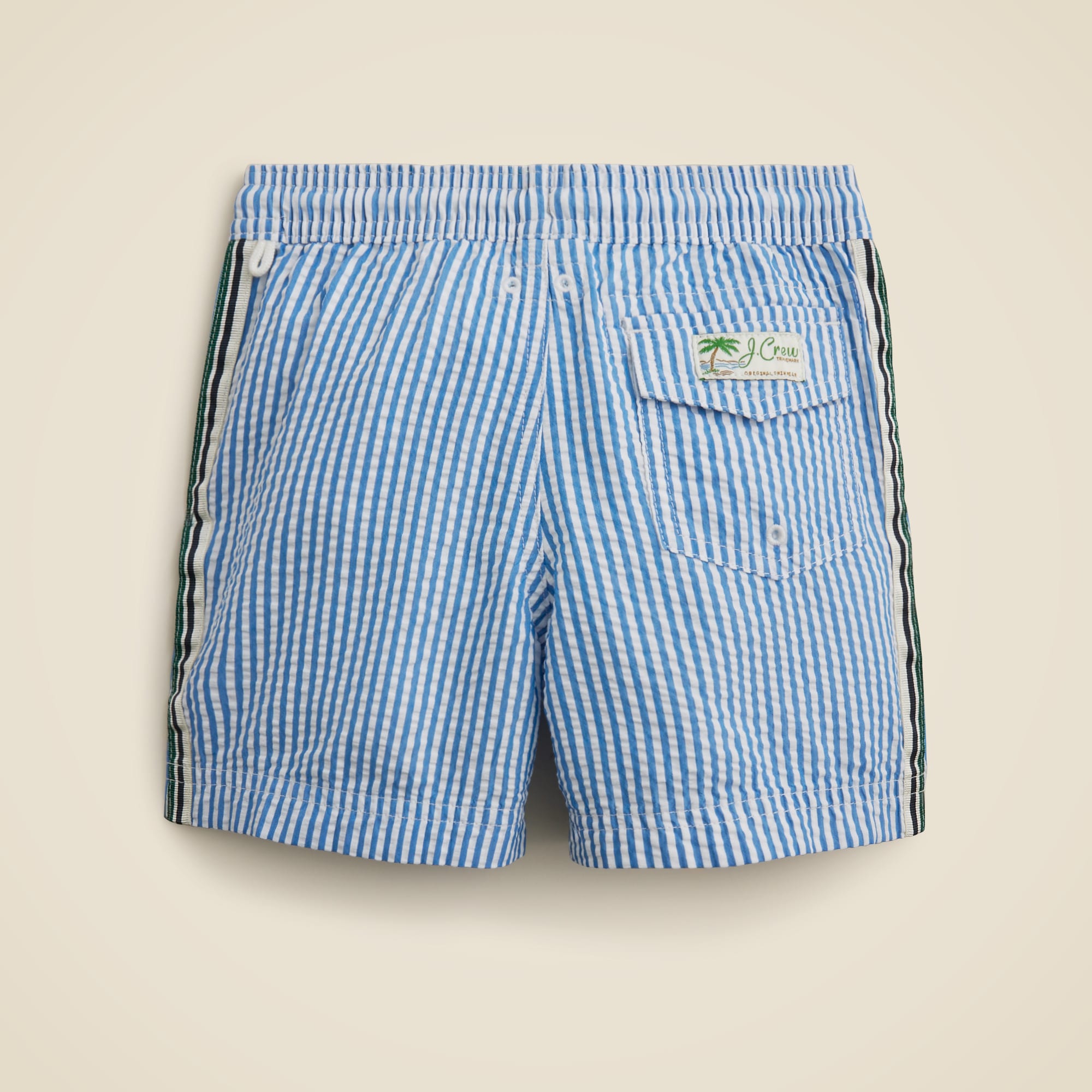 Boys' seersucker swim trunk with UPF 50+
