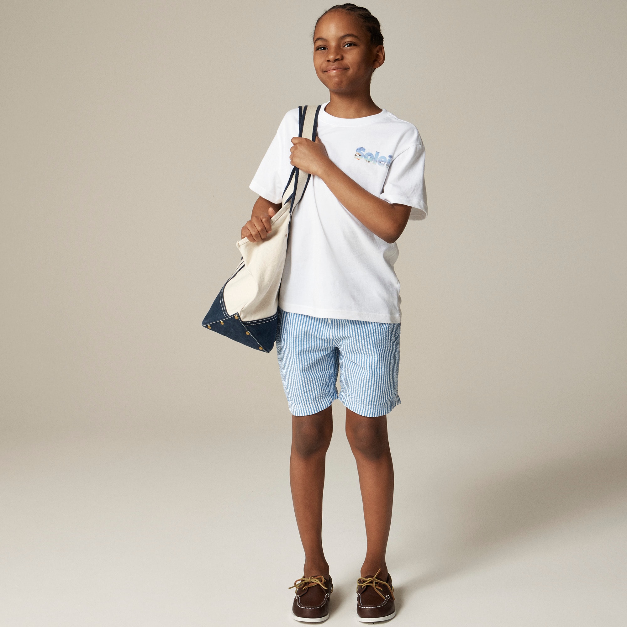 boys Boys' seersucker swim trunk with UPF 50+