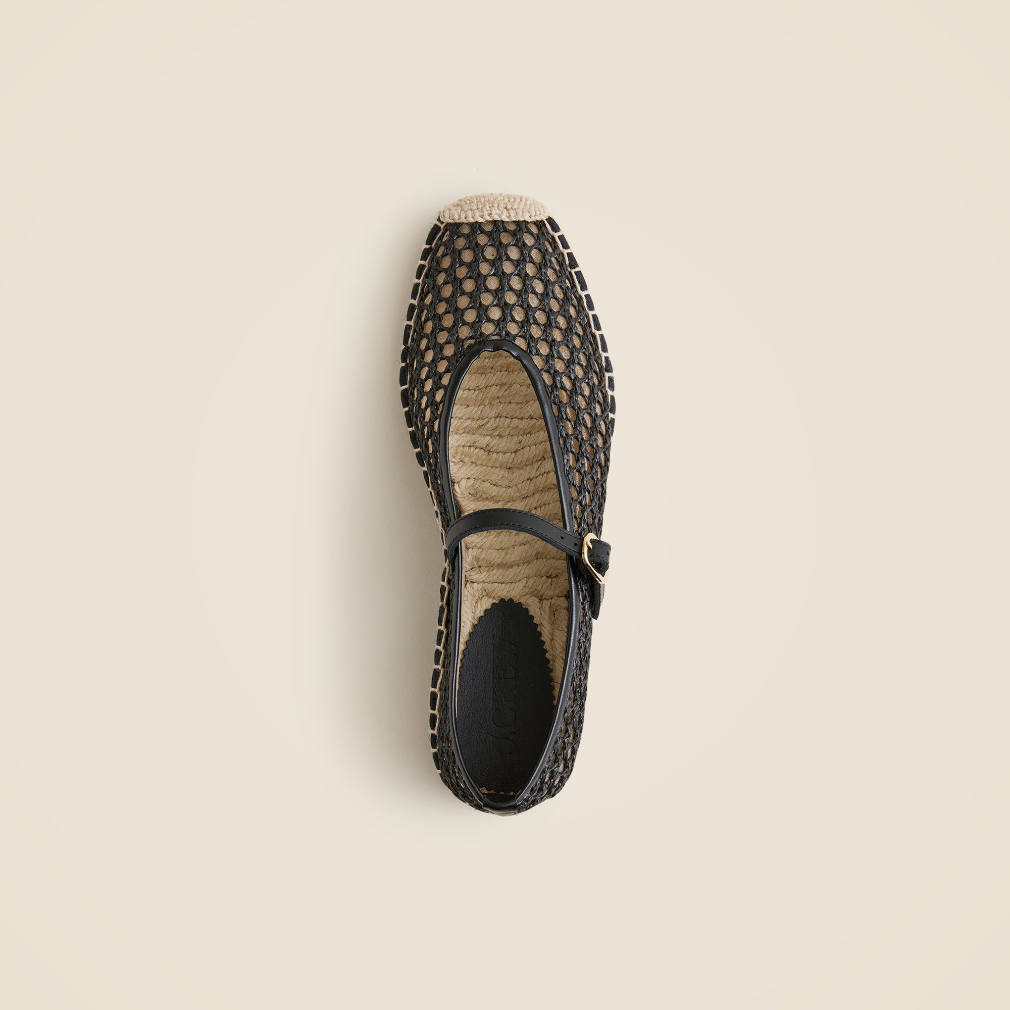 Made-in-Spain woven Mary Jane espadrille flats in faux raffia