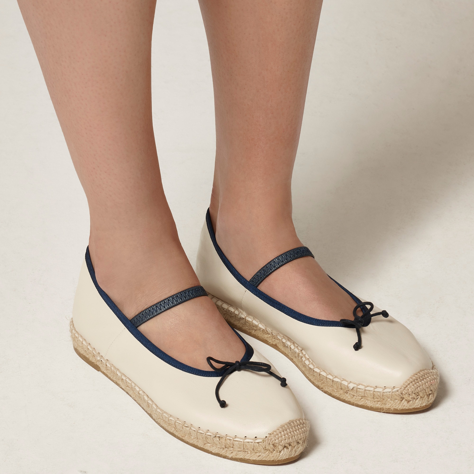 Made-in-Spain Mary Jane espadrille flats in leather