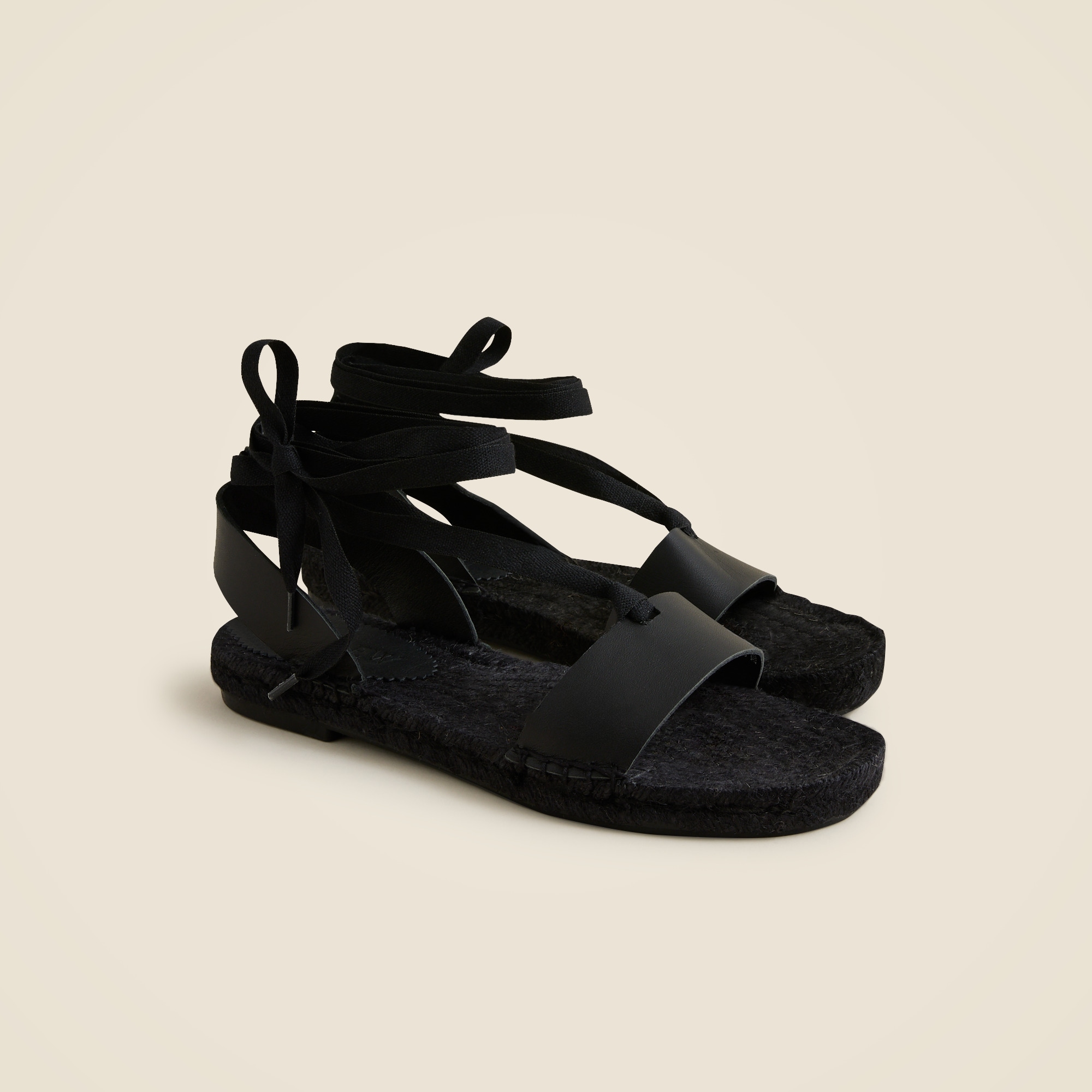 womens Made-in-Spain lace-up espadrille sandals in leather