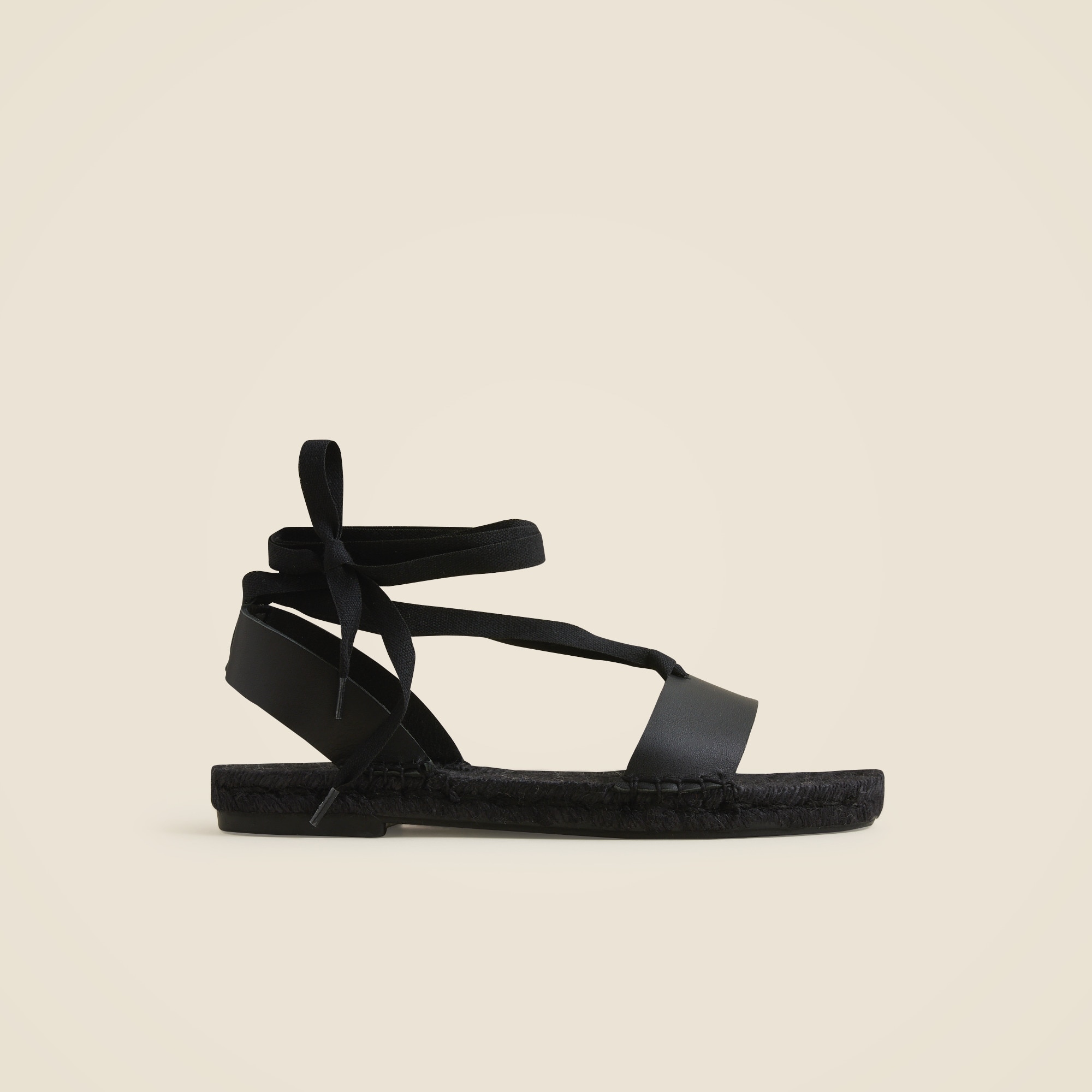 Made-in-Spain lace-up espadrille sandals in leather