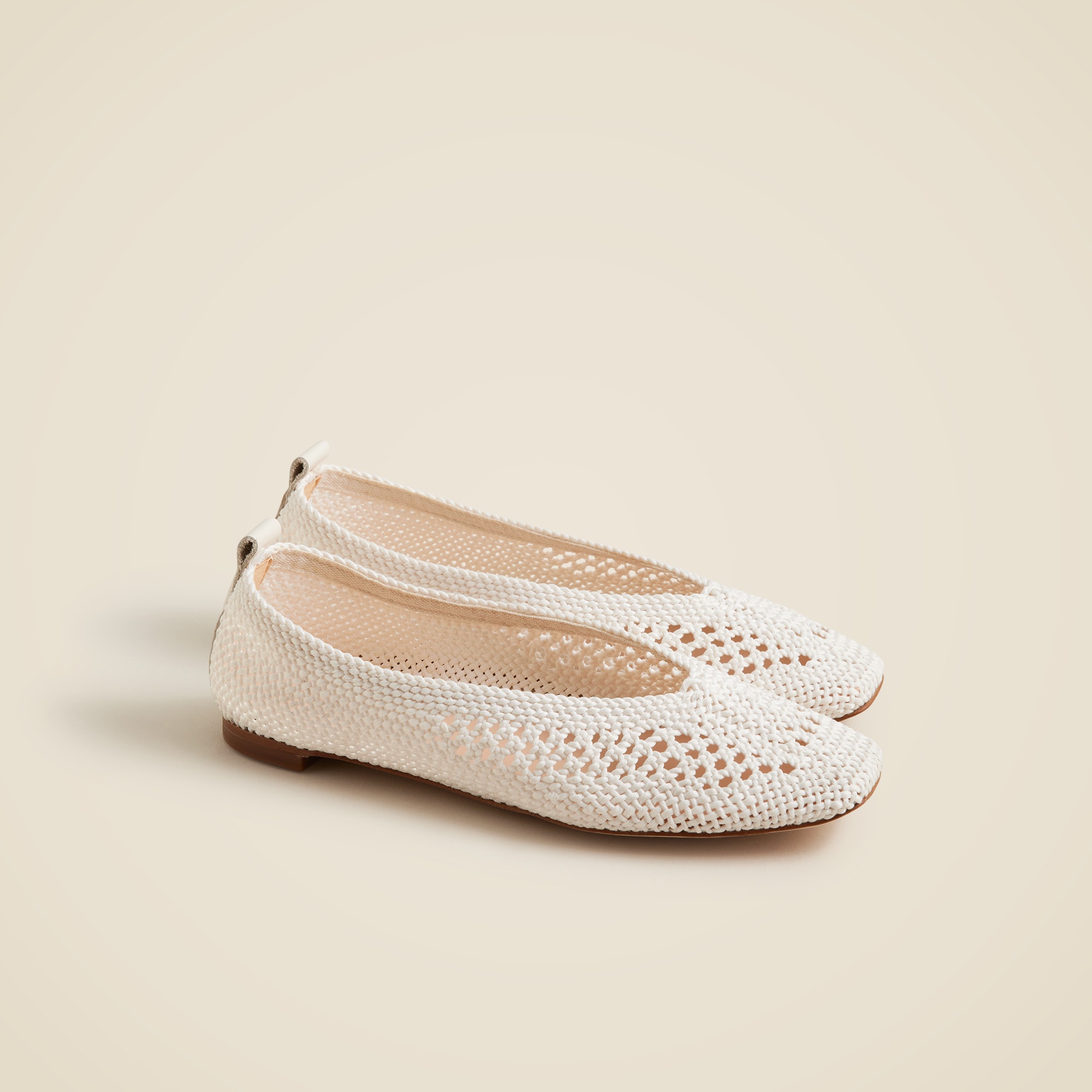 womens Square-toe crochet ballet flats