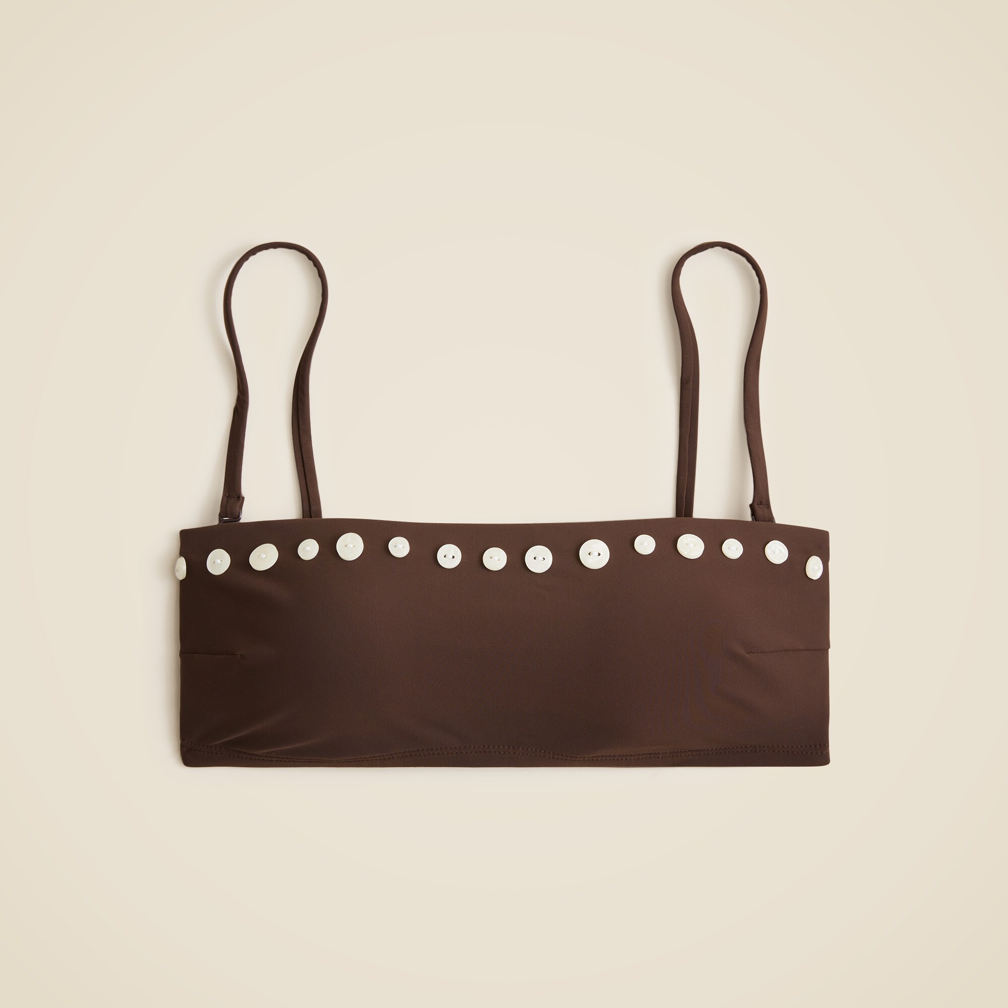 Button-trim bandeau bikini top