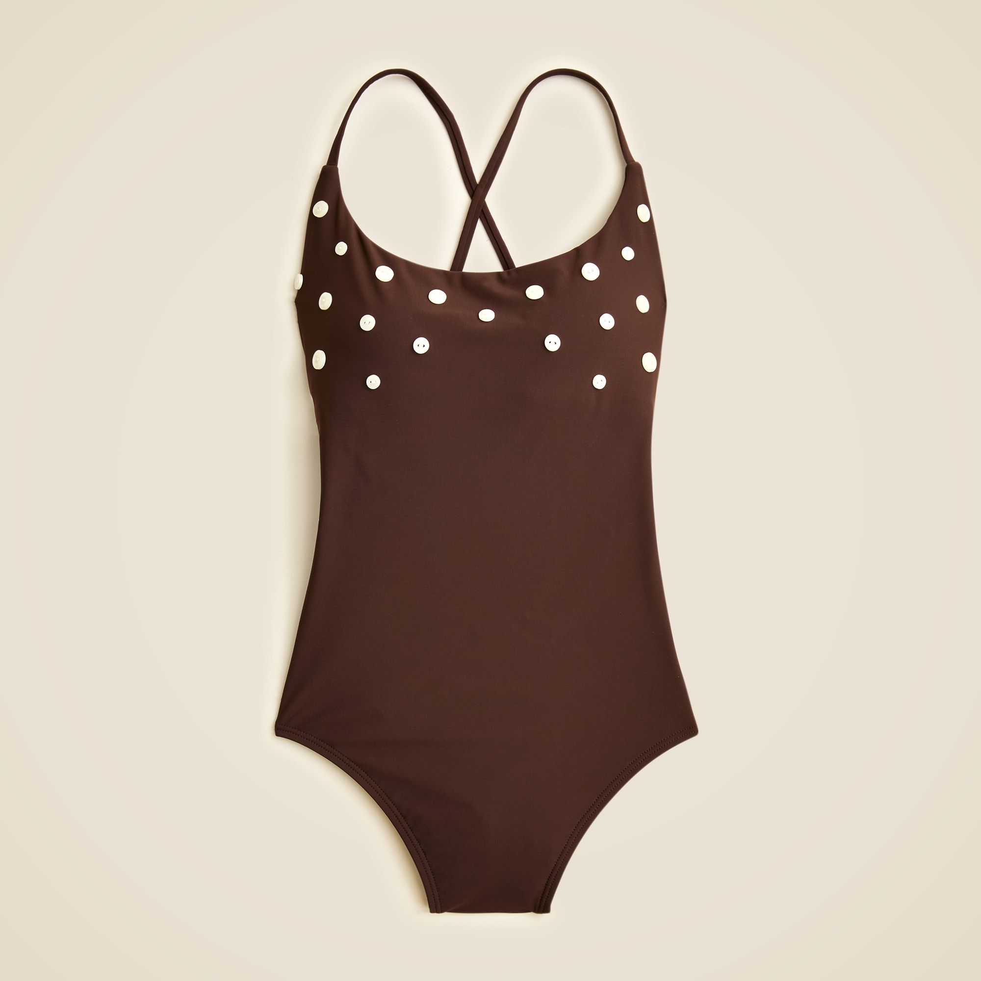 Button-trim scoopback one-piece swimsuit