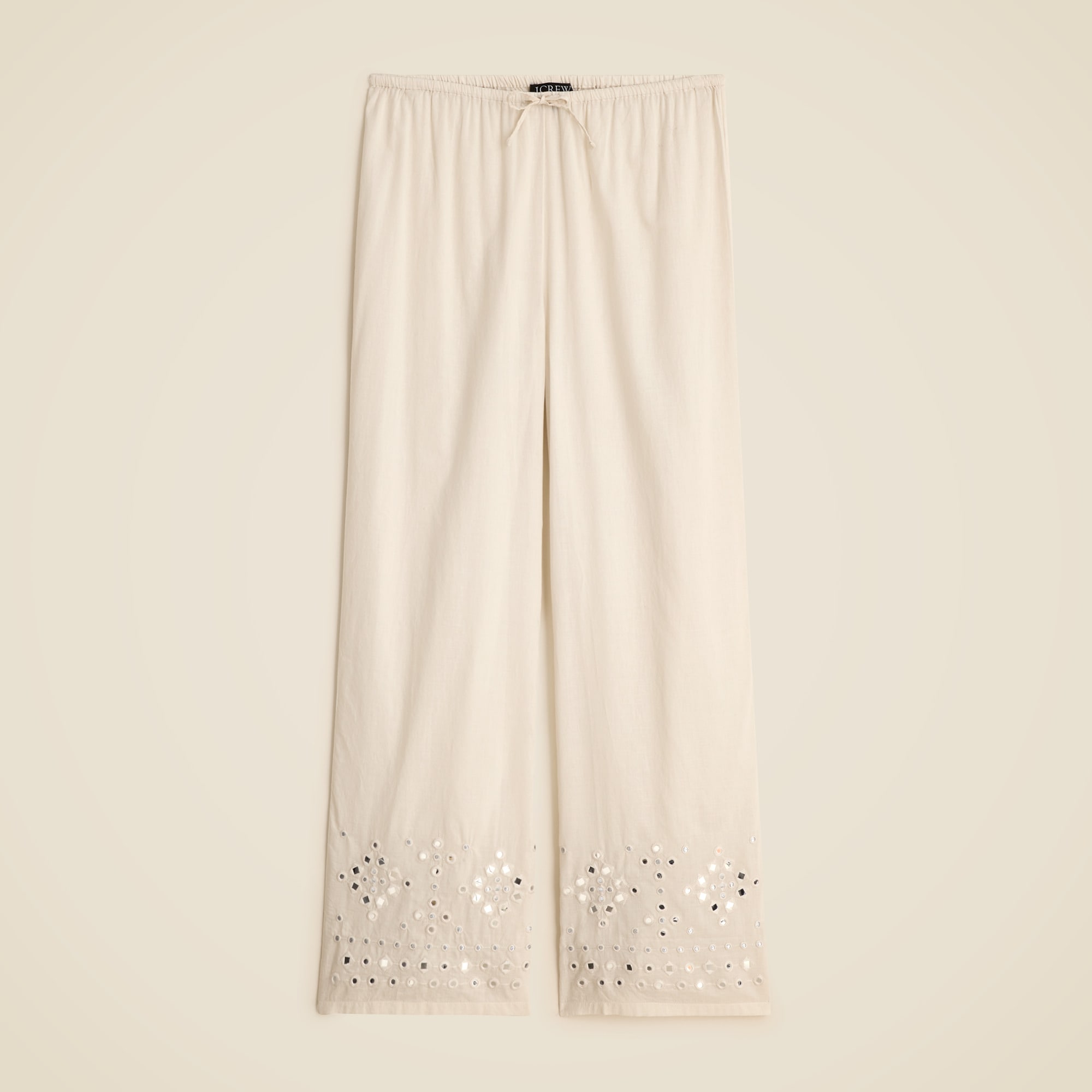 Cotton voile pant with mirror embellishments