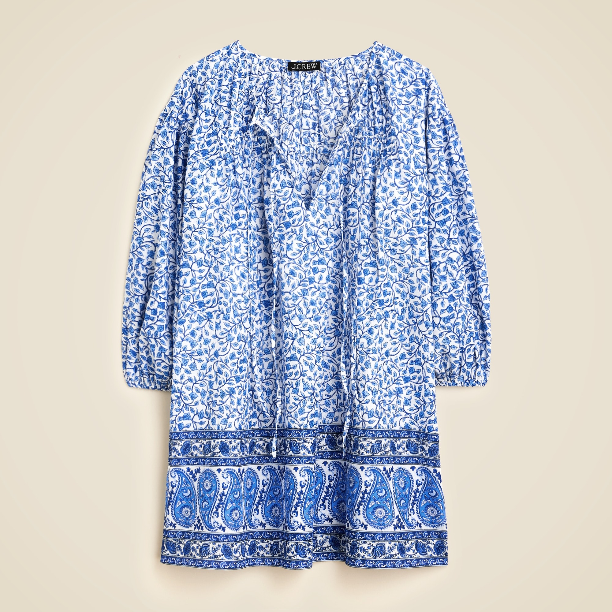 womens Cotton voile tunic in bandana block print