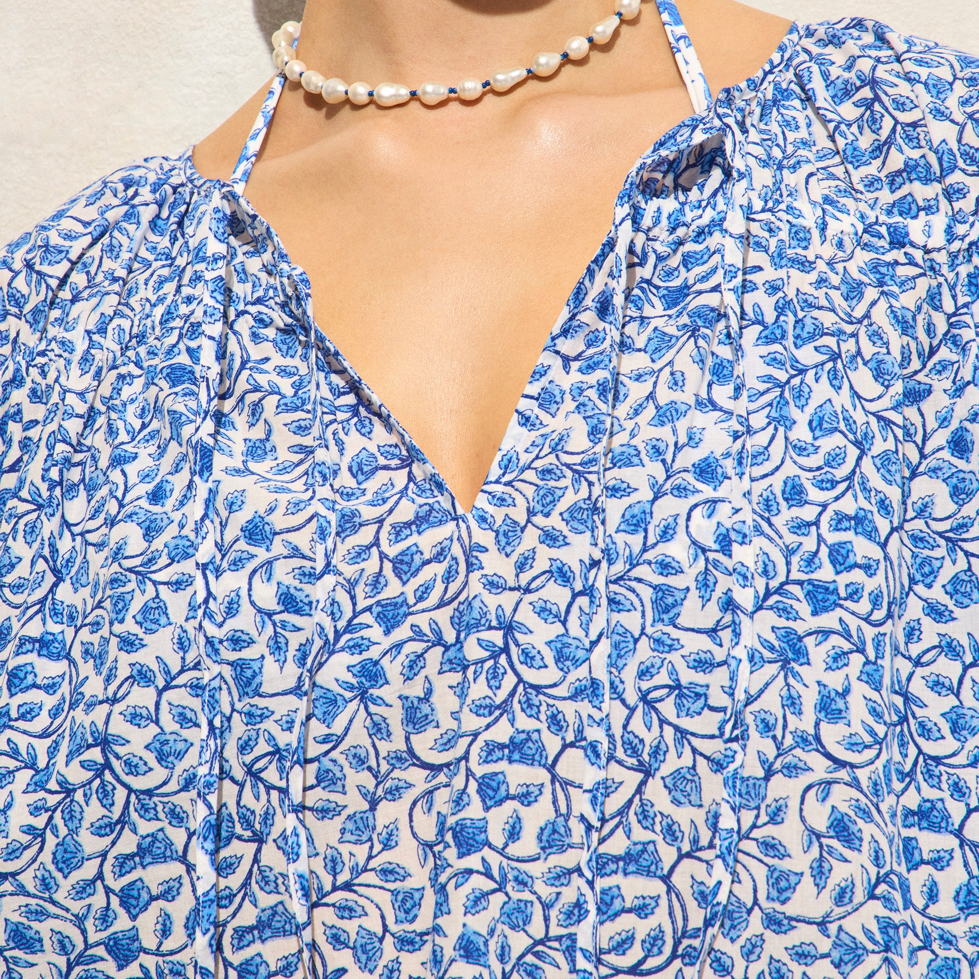 Cotton voile tunic in bandana block print