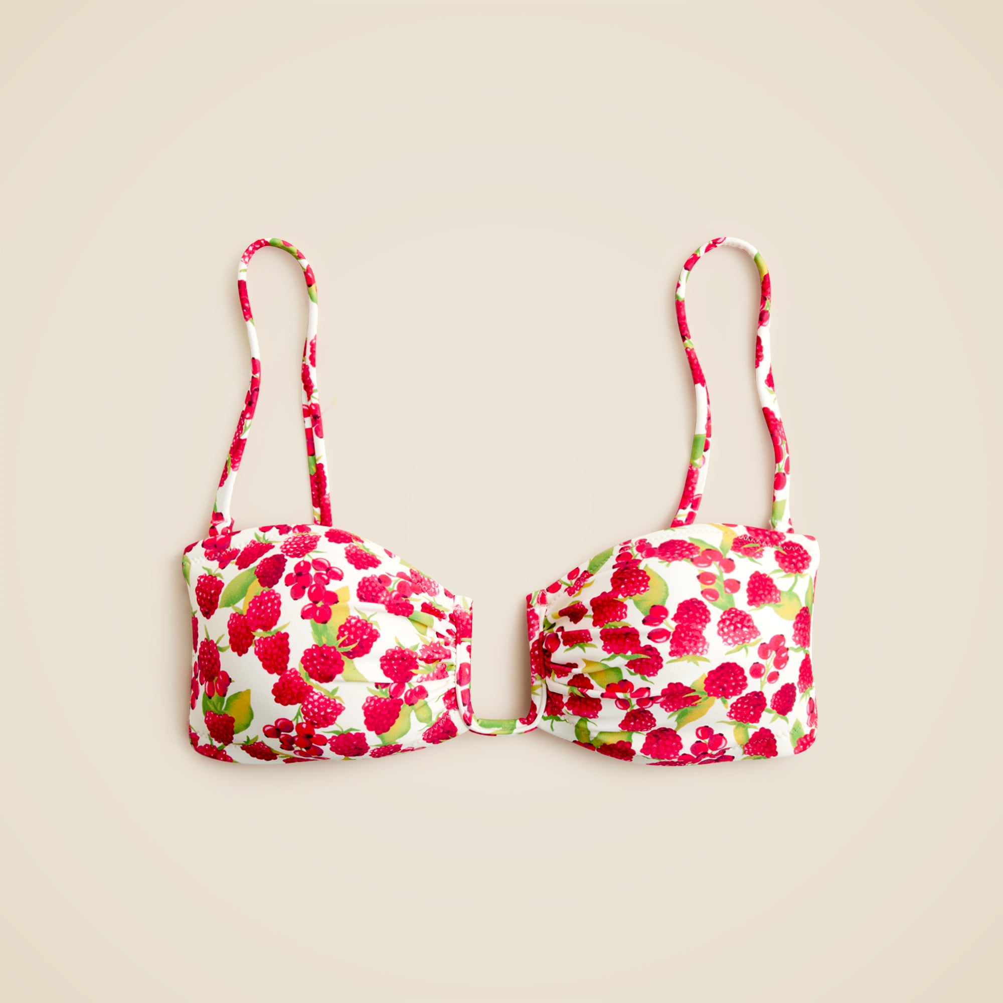 Mira bandeau bikini top in raspberry print