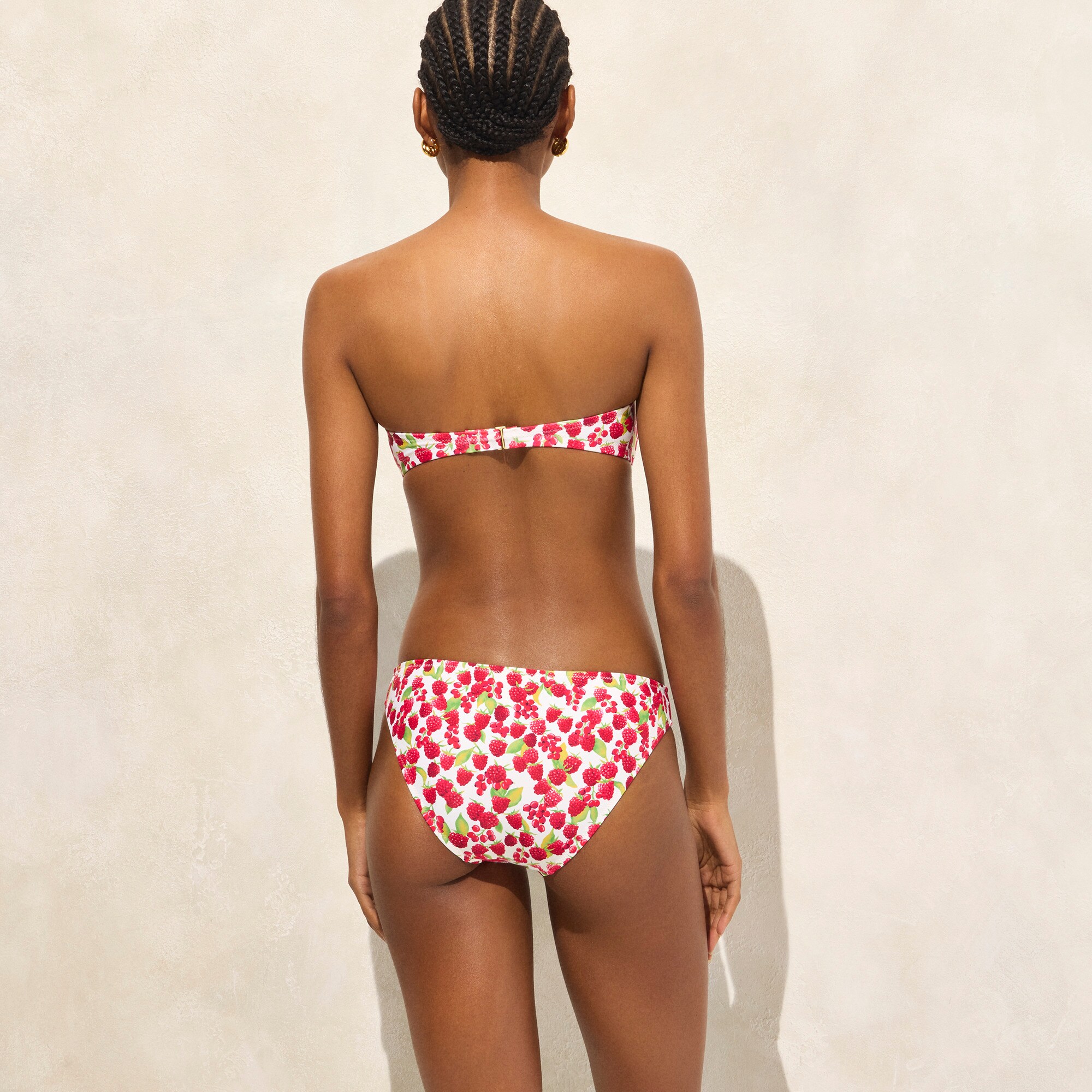 Mira bandeau bikini top in raspberry print - image 4