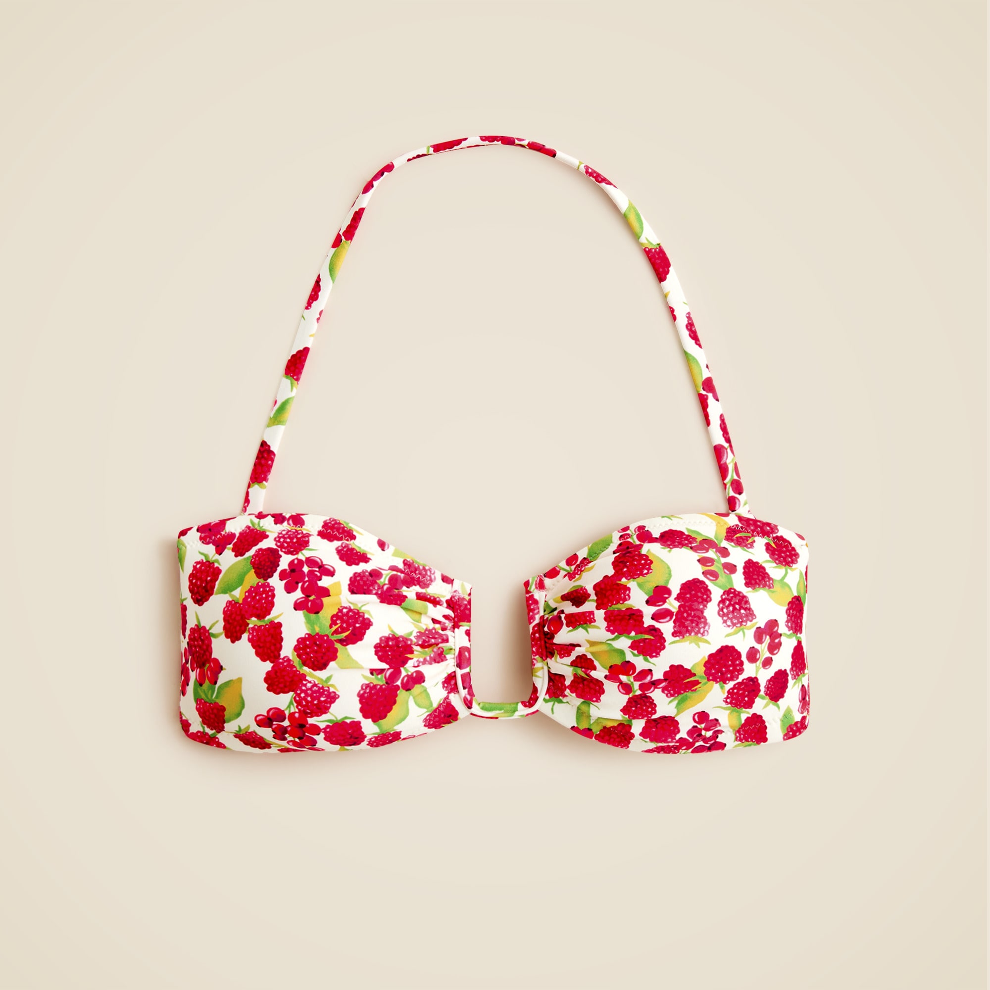 Mira bandeau bikini top in raspberry print