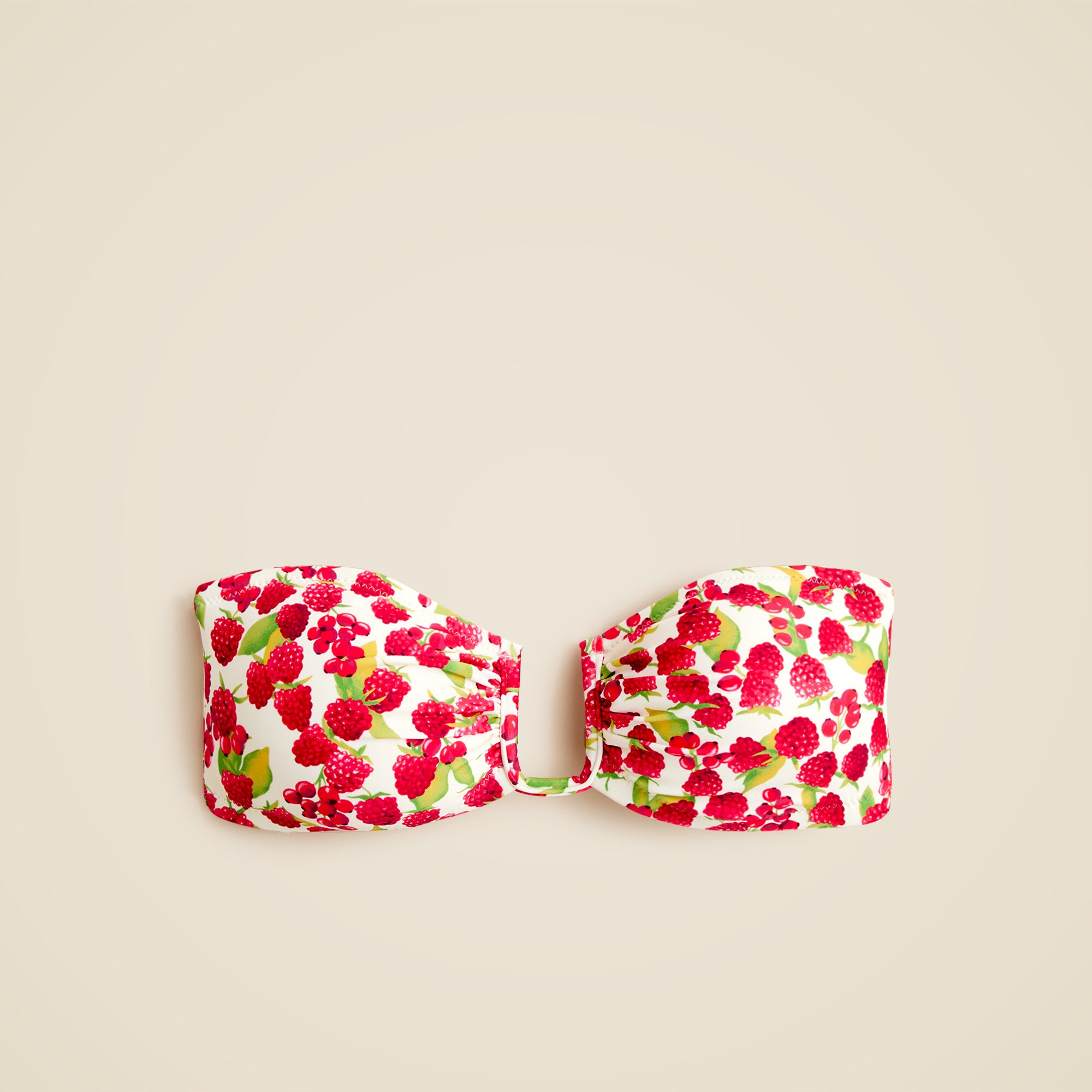 Mira bandeau bikini top in raspberry print