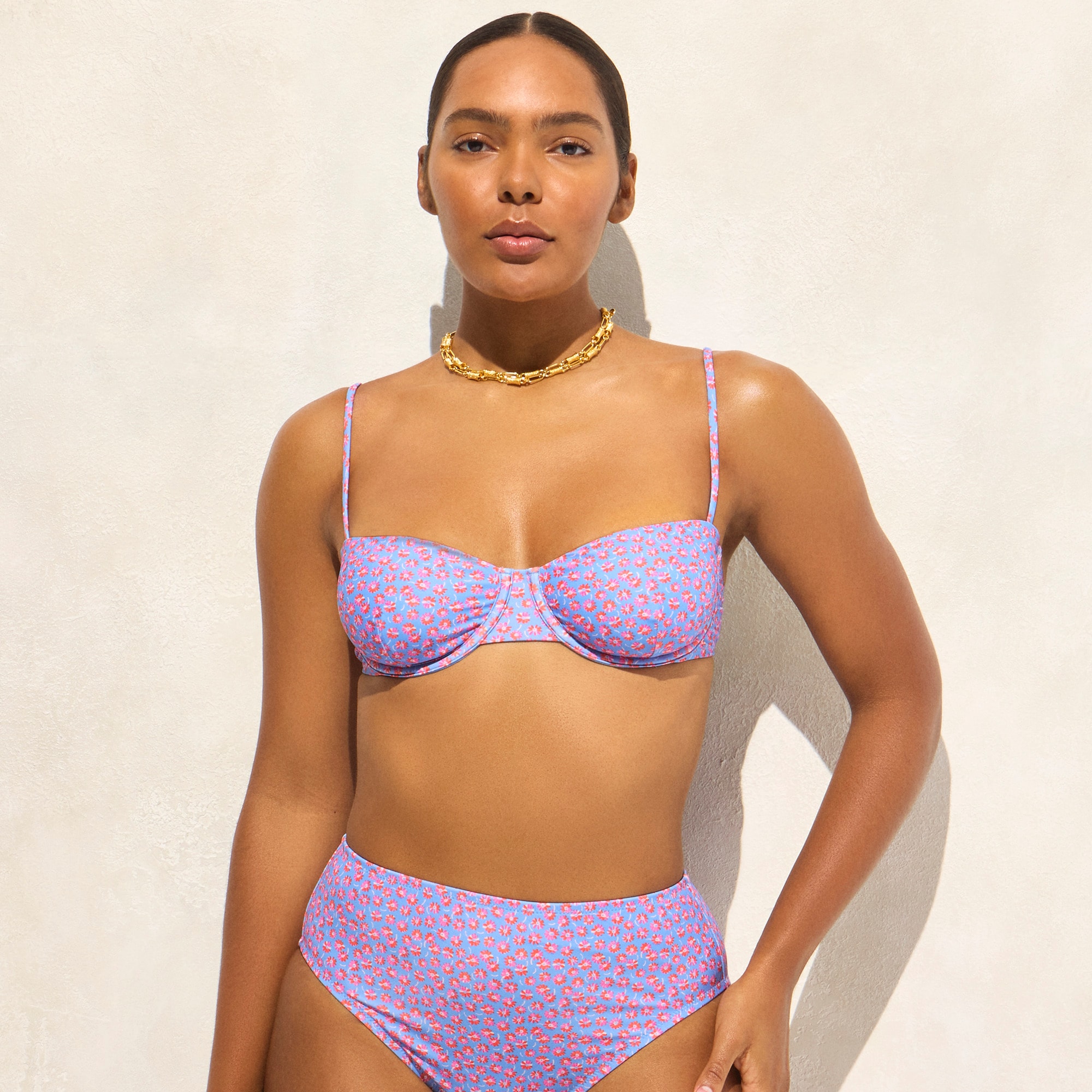 womens Balconette underwire bikini top in summer fields print