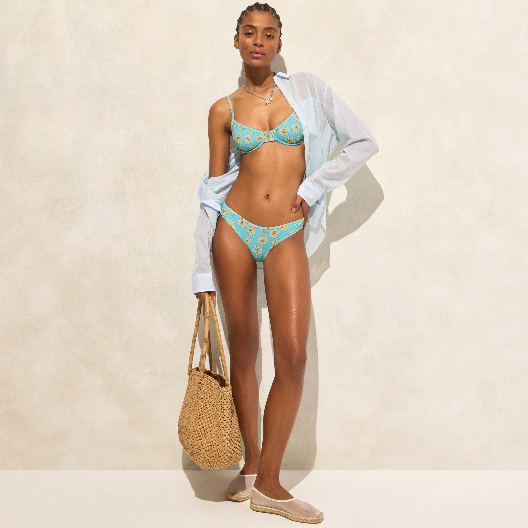 Ronnie bikini bottom in retro daisy print - image 3