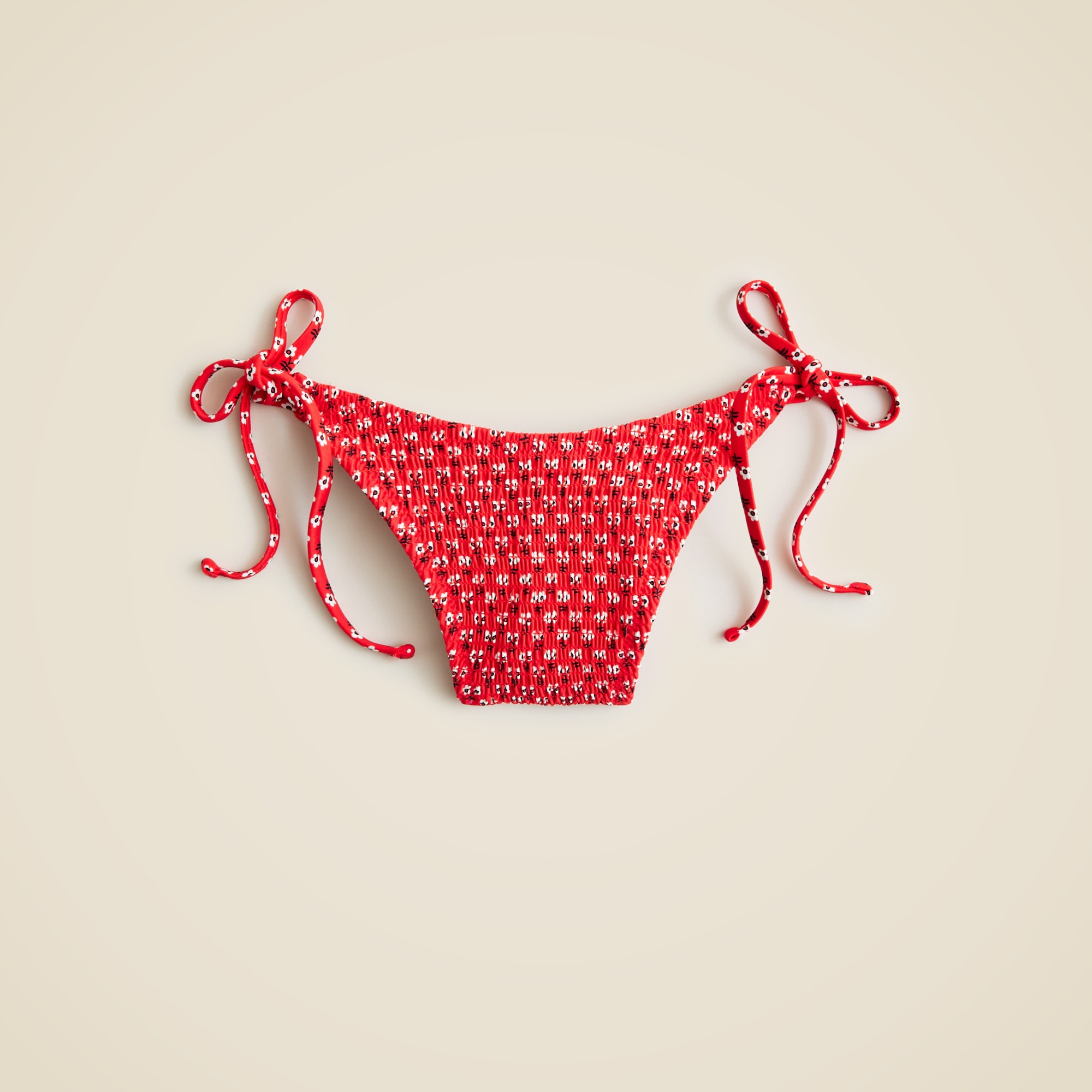  Smocked string bikini bottom in ditsy floral print