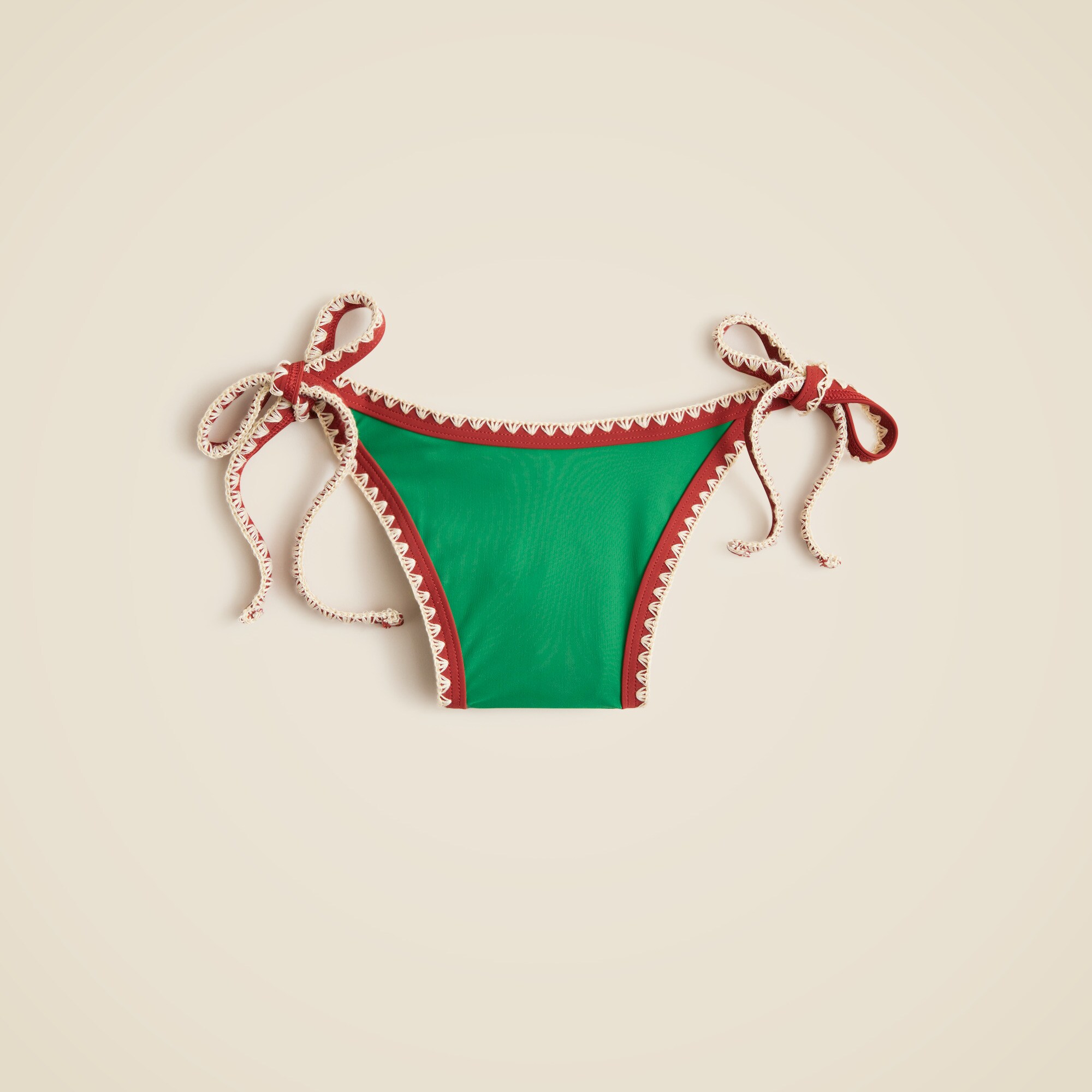 womens Crochet-trim string bikini bottom