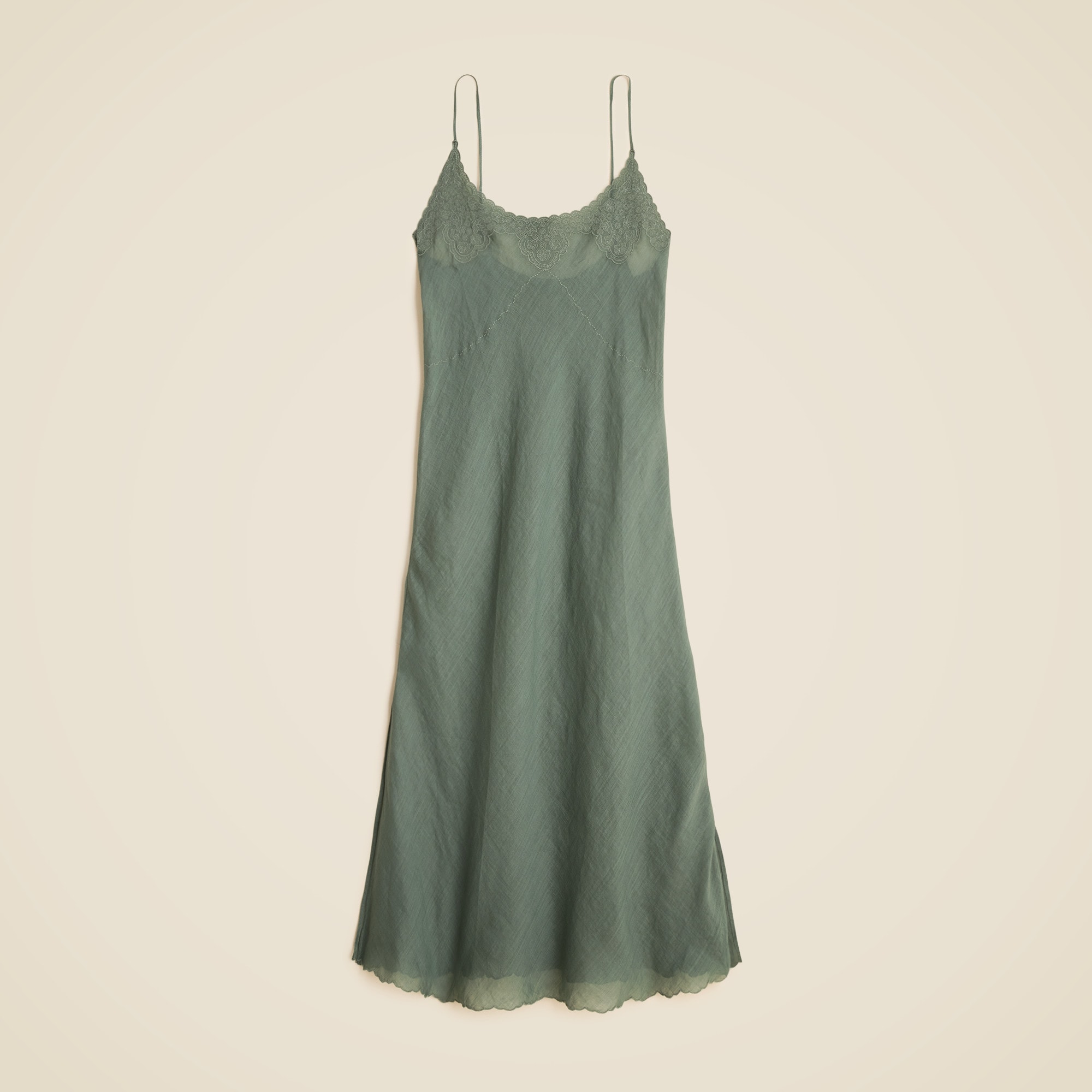 womens Embroidered slip dress in ramie