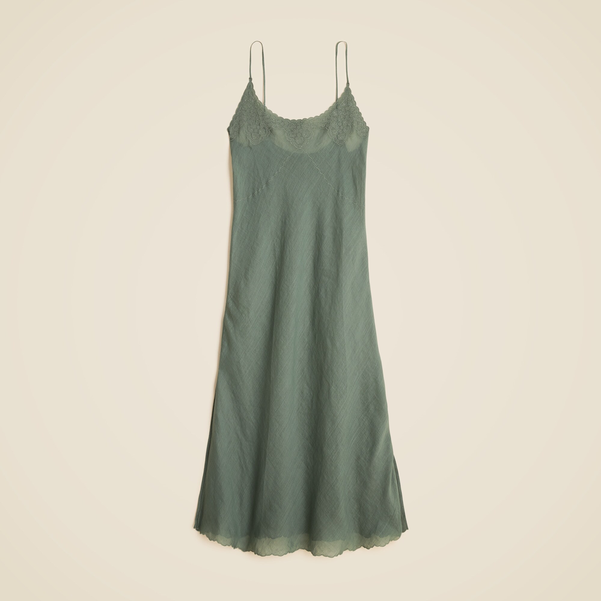 Embroidered Slip Dress In Ramie For Women