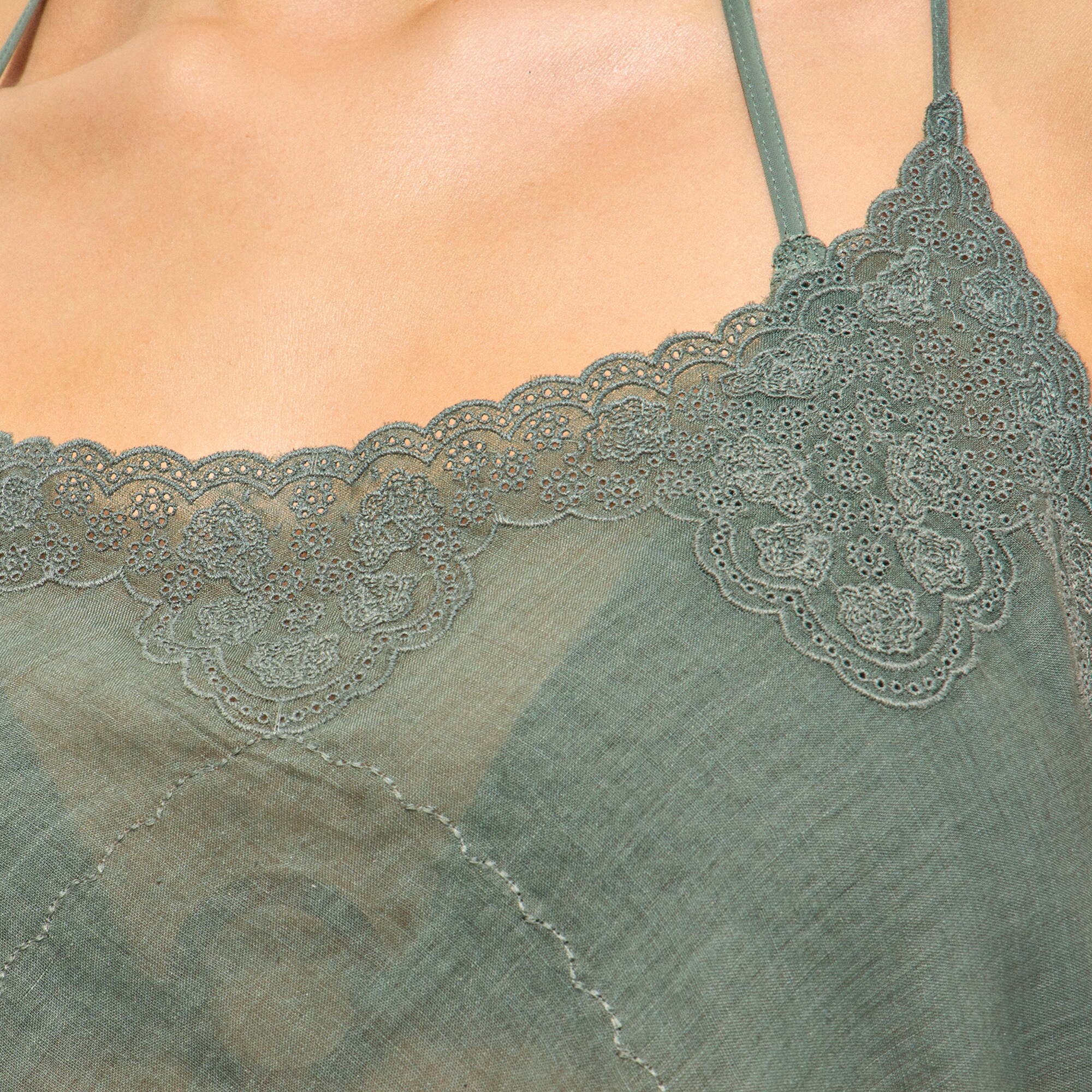 Embroidered slip dress in ramie
