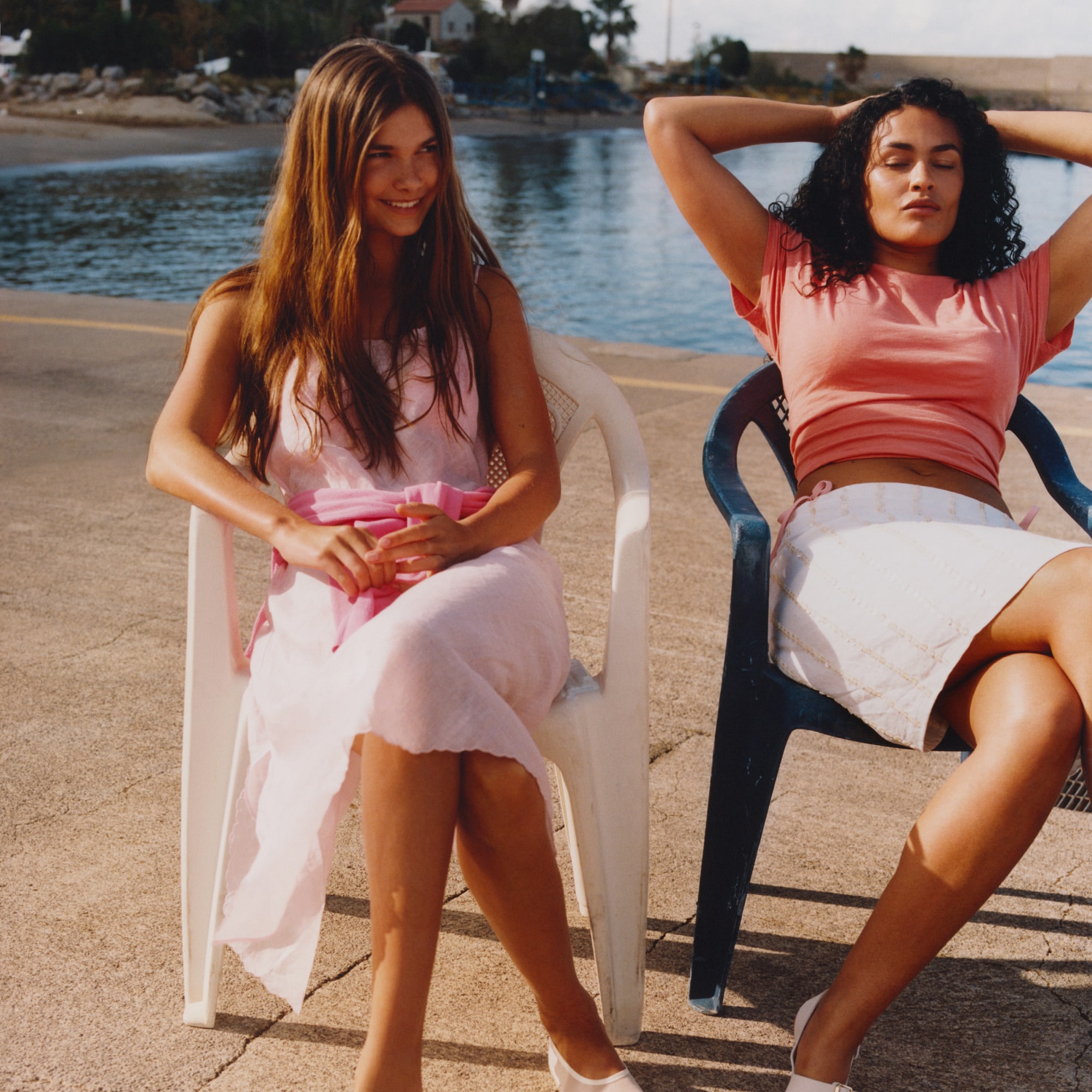 Embroidered slip dress in ramie
