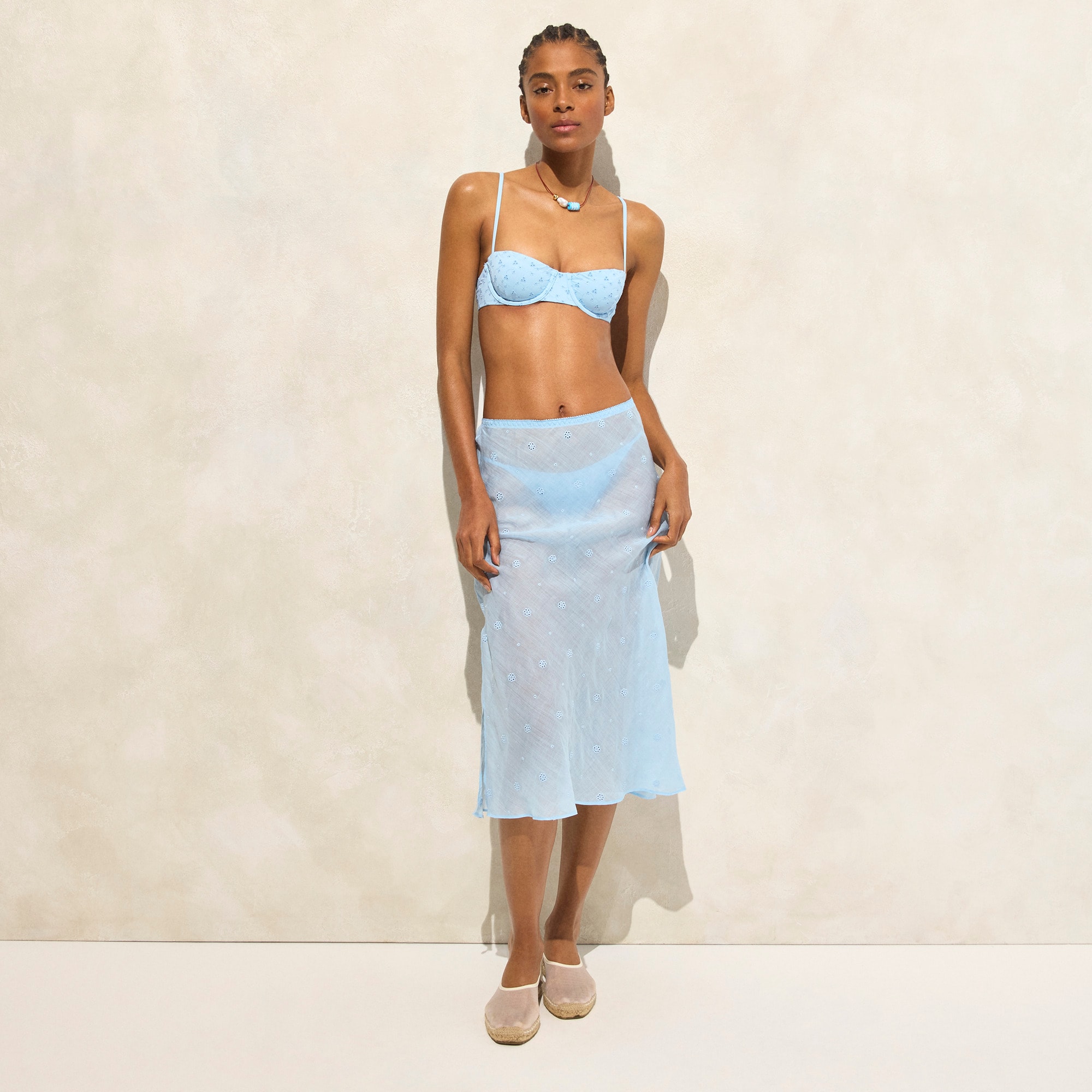 womens Eyelet slip skirt in ramie