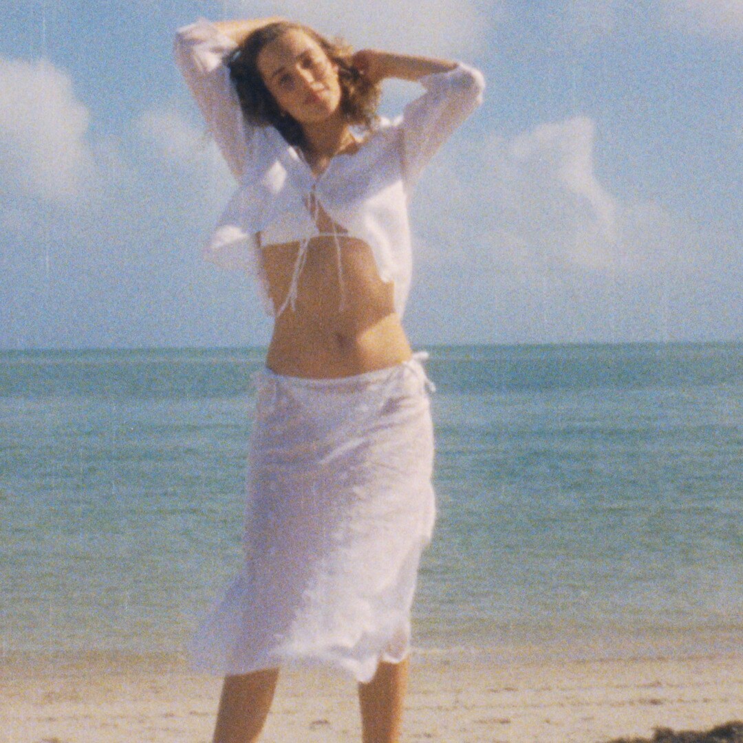 Eyelet slip skirt in ramie