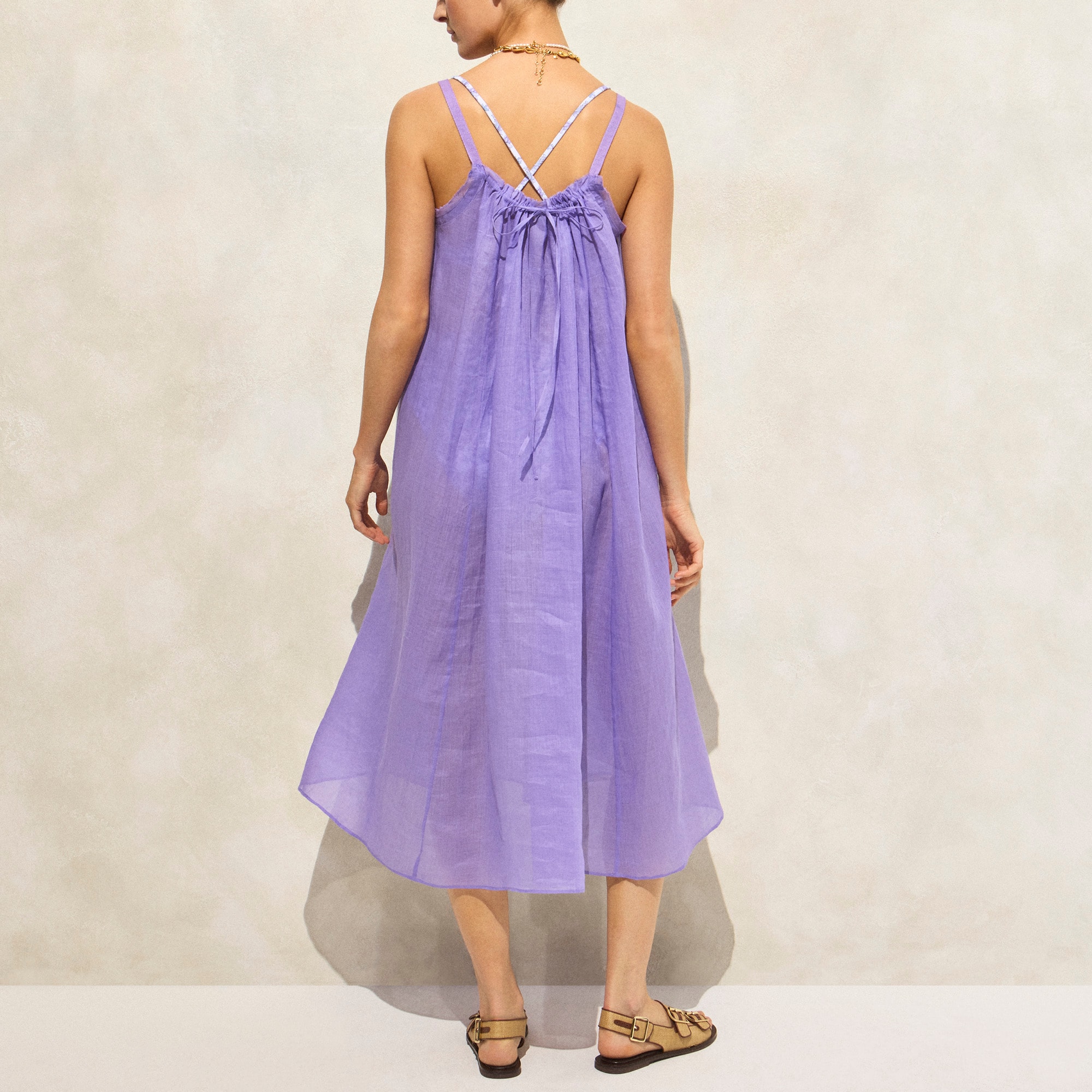 Trapeze midi dress in ramie