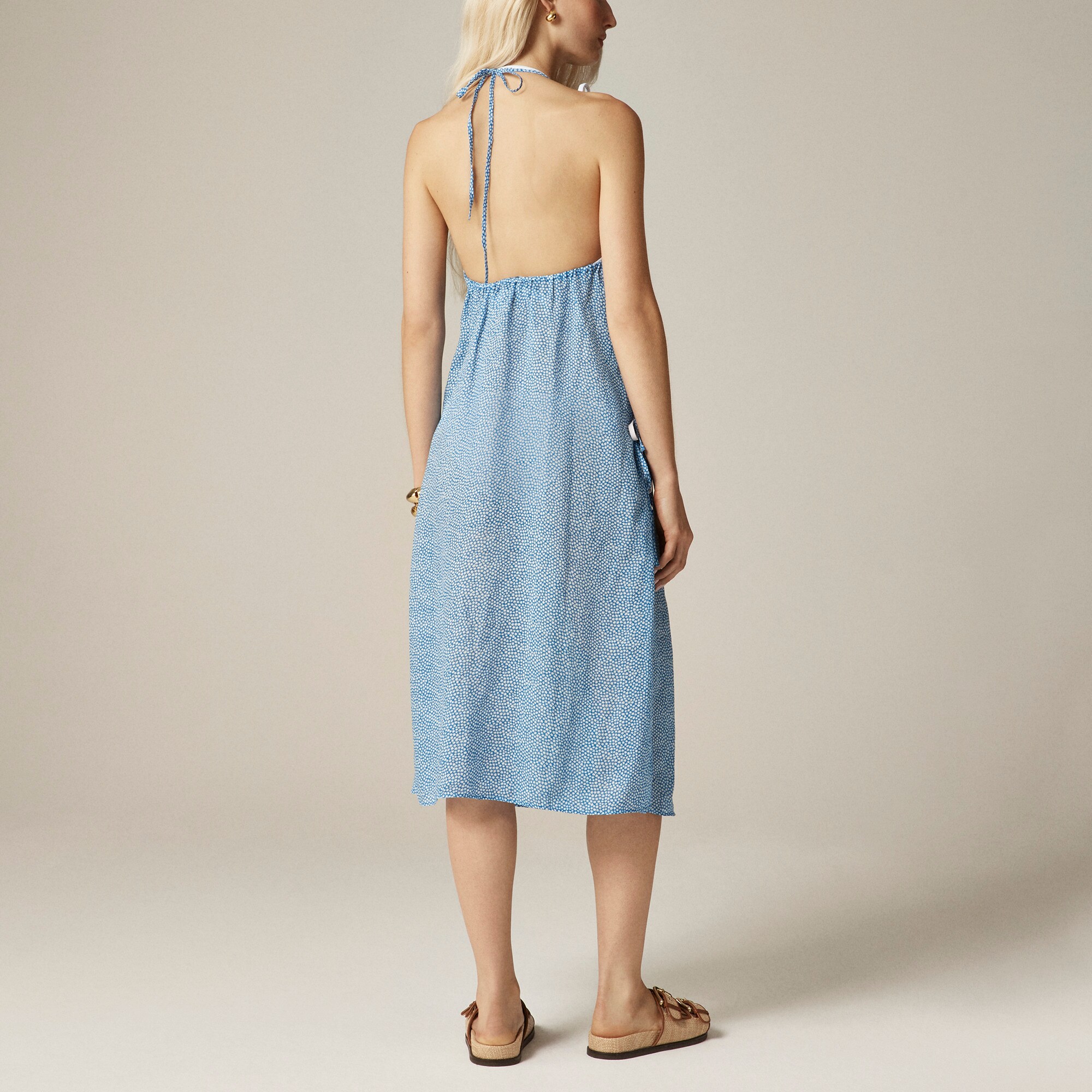 chambray midi halter dress Neck Sleeveless Dresses holiday dresses classy party